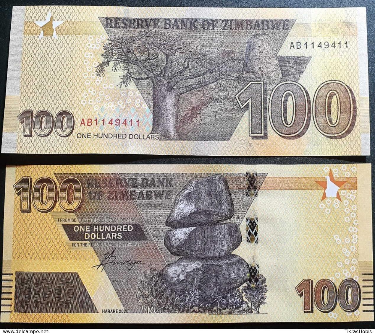 Zimbabwe 100 Dollars, 2020 P-106A - Simbabwe