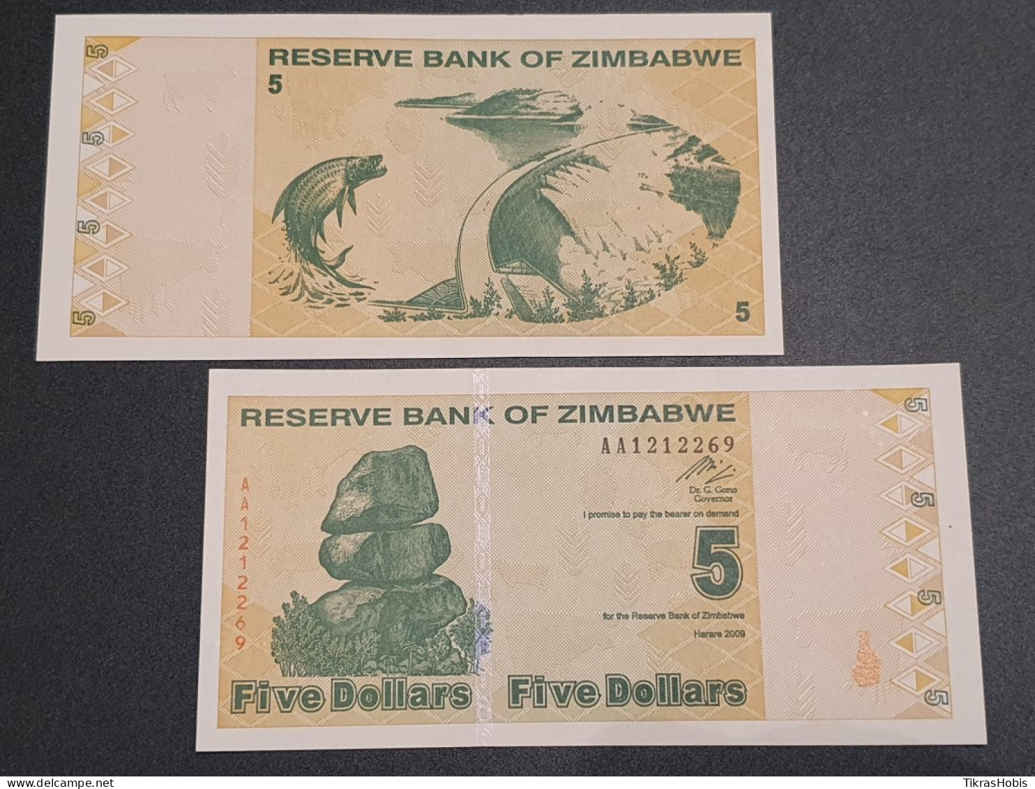 Zimbabwe 5 Dollars, 2009 P-93 - Simbabwe