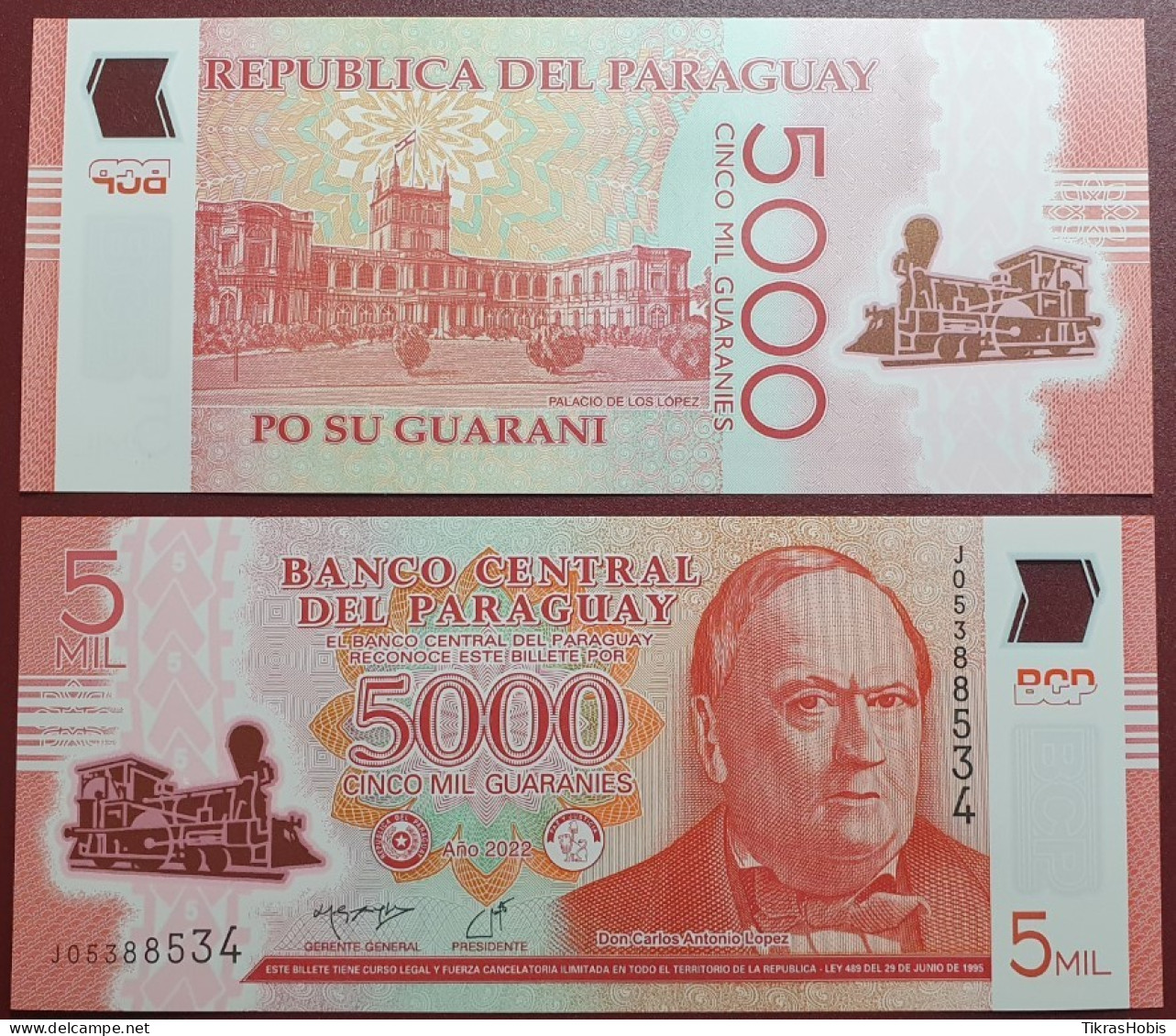 Paraguay 5000 Guaranies, 2022 P-234D - Paraguay