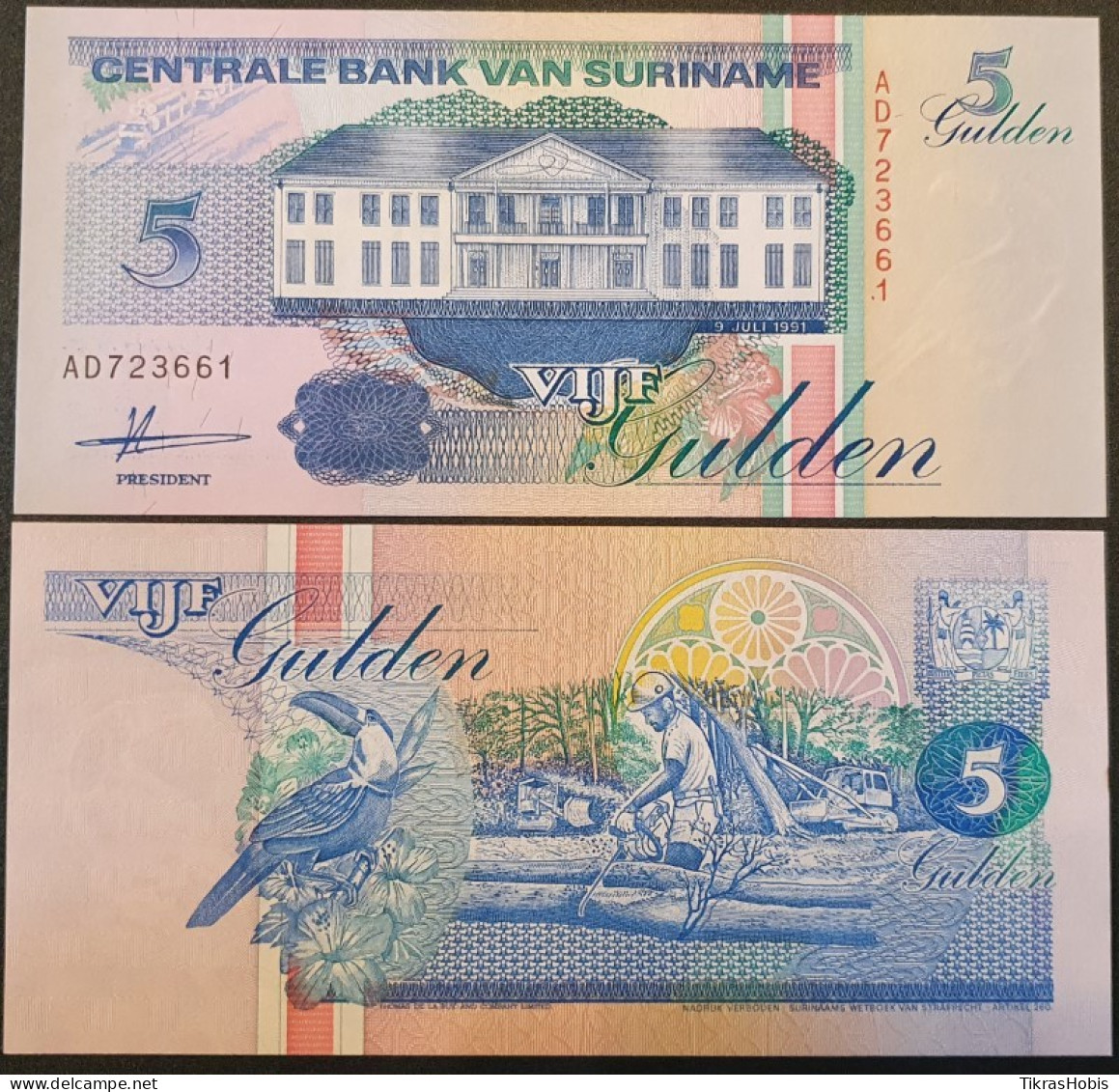 Surinam 5 Gulden, 1991 P-136A - Suriname