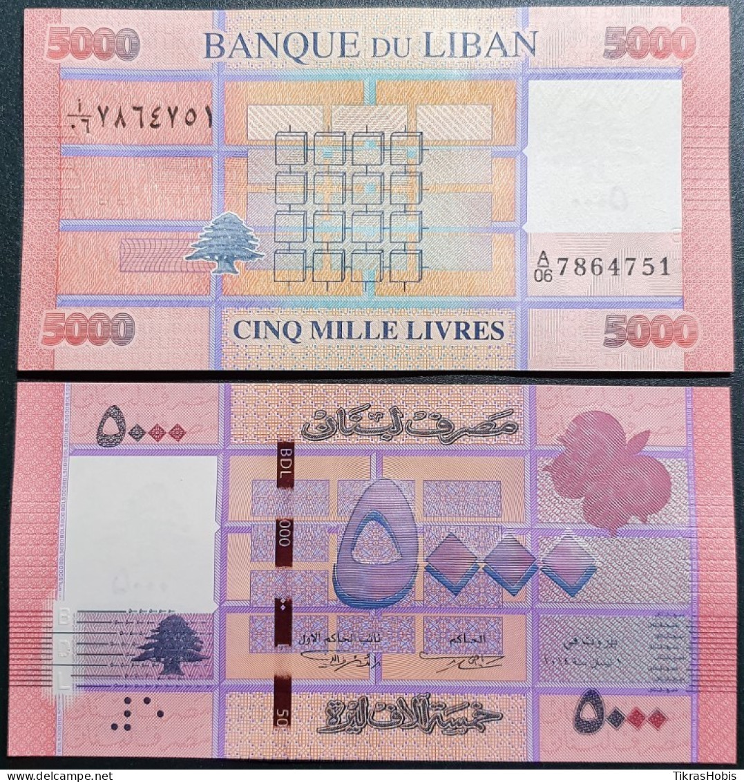 Lebanon 5000 Livres, 2014 P-91B - Liban