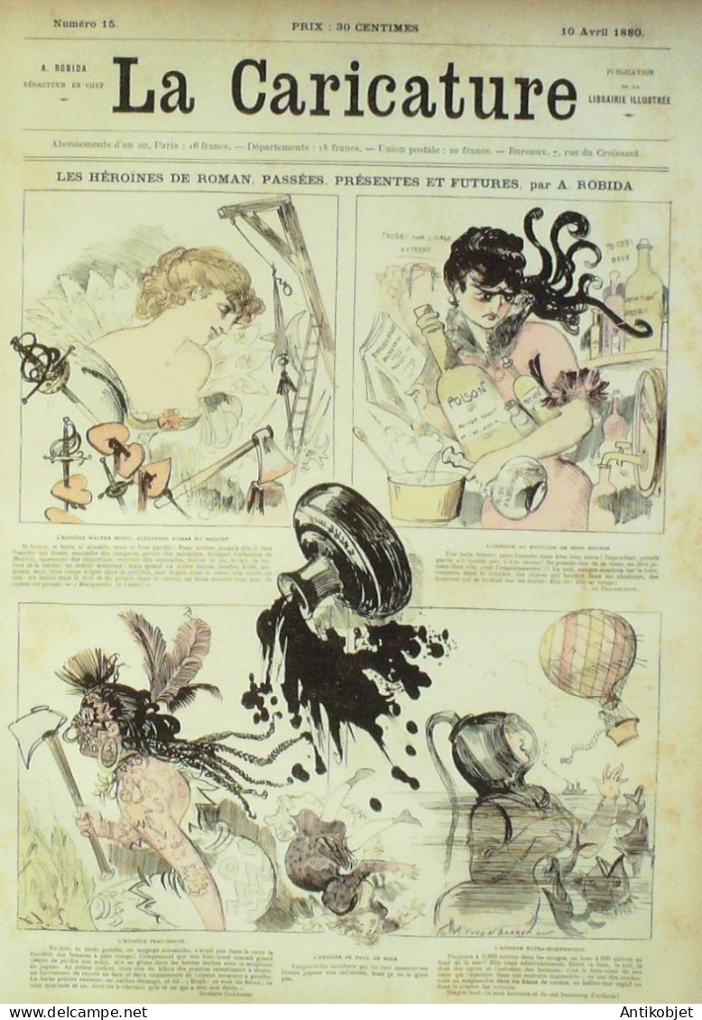 La Caricature 1880 N°  15 Héroines De Roman Draner Robida Trick - Magazines - Before 1900