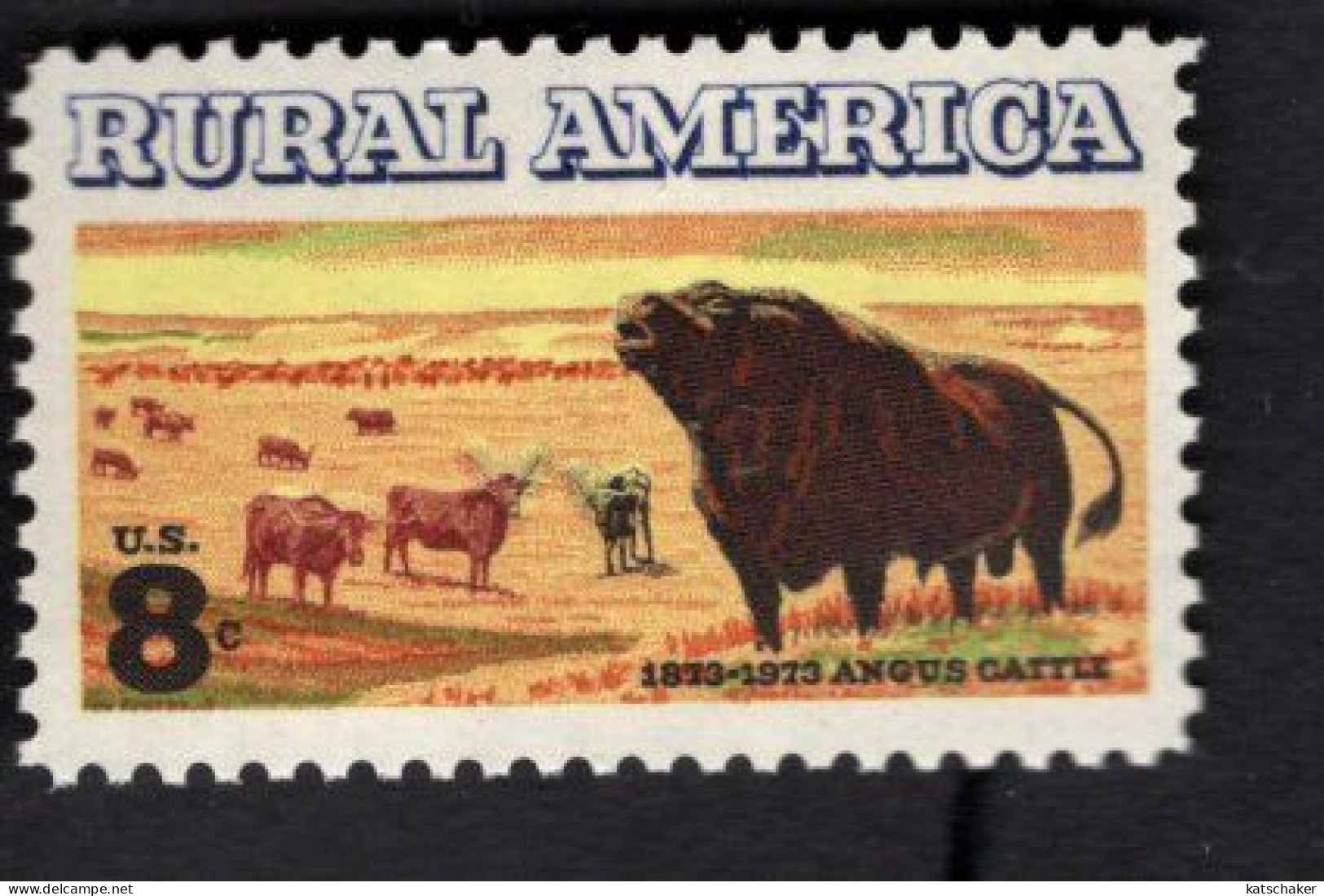 200103316 1973 SCOTT 1504 (XX)  POSTFRIS MINT NEVER HINGED   - RURAL AMERICA - ANGUS AND LONGHORN CATTLE - Nuovi