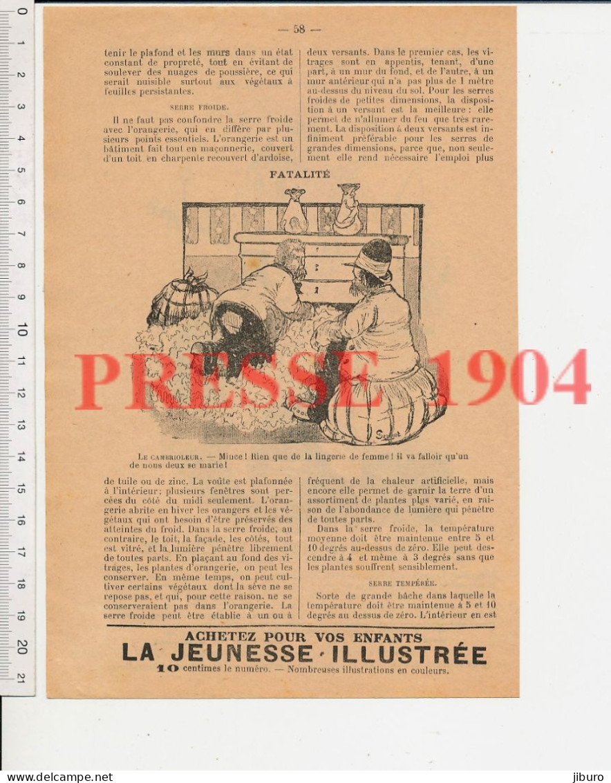 Humour 1904 Dessin Jan Duch Fils Du Conservateur Des Hypothèques De Paris + Lingerie De Femme Cambrioleurs Maison - Unclassified