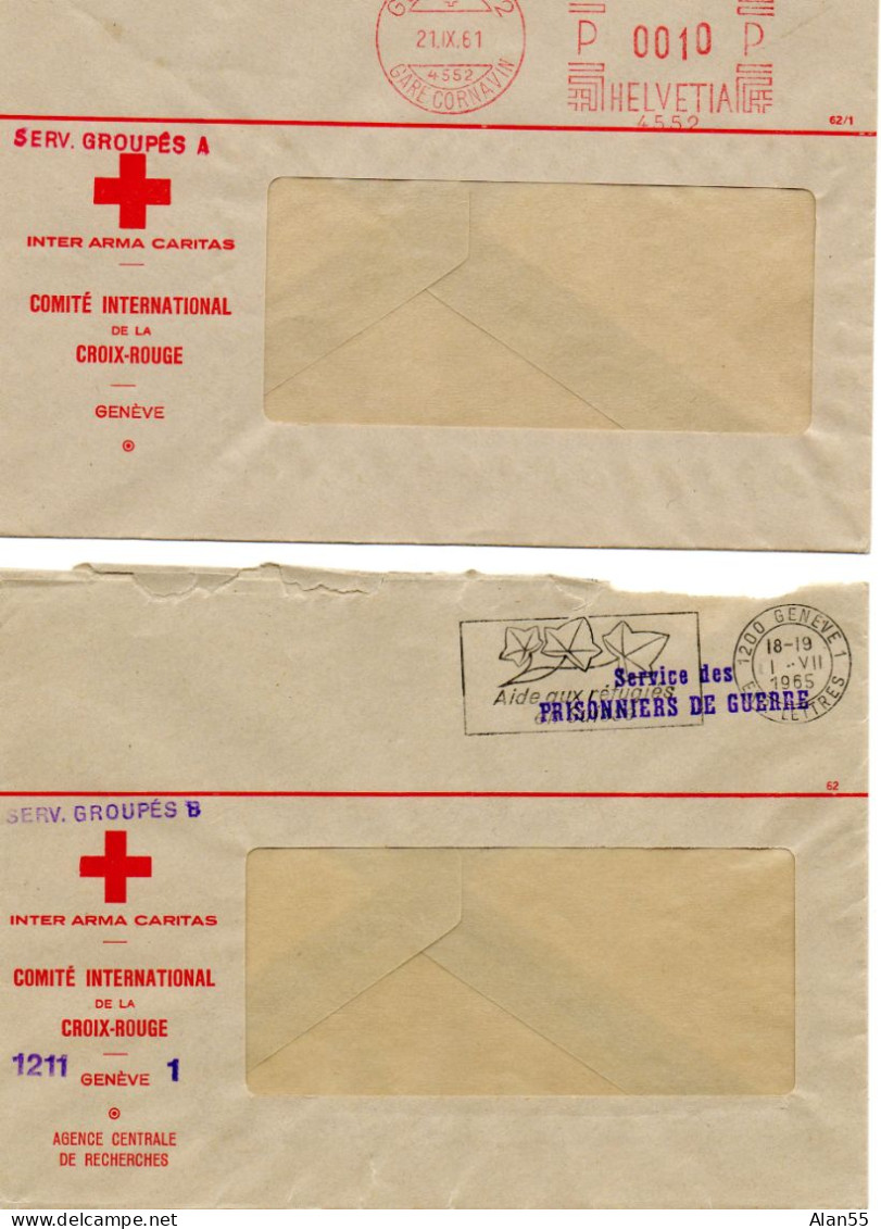 SUISSE.1961. 2 LETTRES."A.C.R." DU "C.I.C.R"."SERVICES GROUPES.A.  B.". CROIX-ROUGE. - Seconda Guerra Mondiale