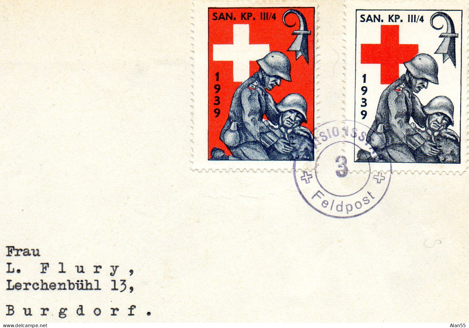 SUISSE.1939.  FELDPOST. CROIX-ROUGE "SAN.KP.III/4 ». - Viñetas