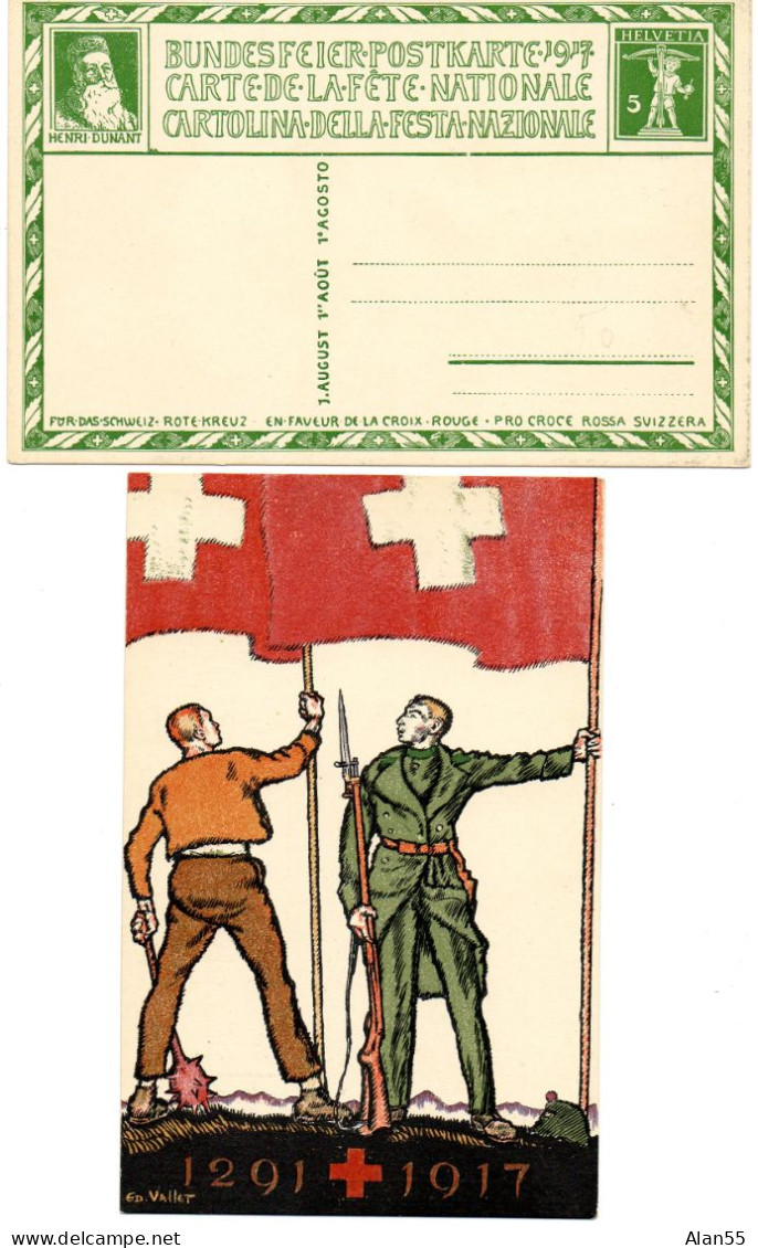 SUISSE.1917. ENTIER  POSTAL NEUF.CROIX-ROUGE. »HENRI DUNANT ». - Rotes Kreuz