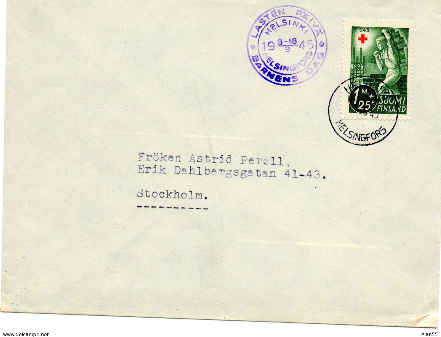 FINLANDE.1945. CROIX-ROUGE. LETTRE Pour SUEDE. - Croce Rossa