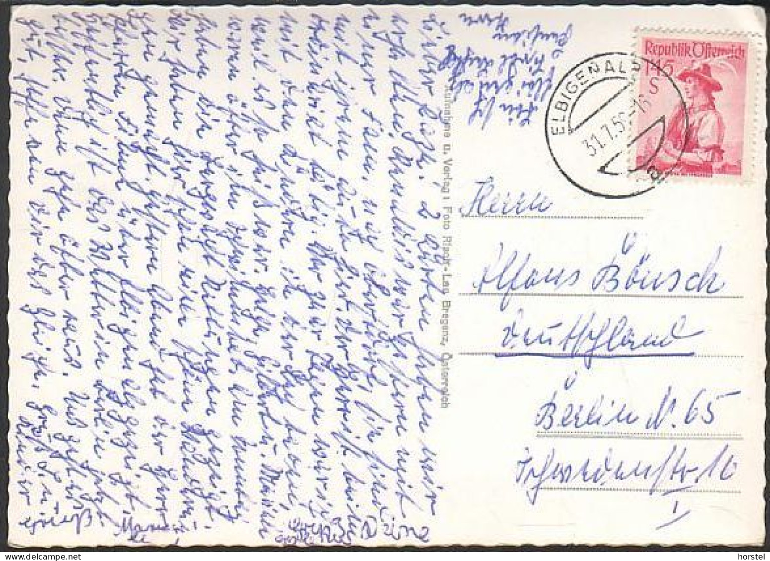 Austria - 6652 Elbigenalp - Alte Ortsansicht Im Lechtal Gegen Hornbachkette - Nice Stamp 1959 - Reutte