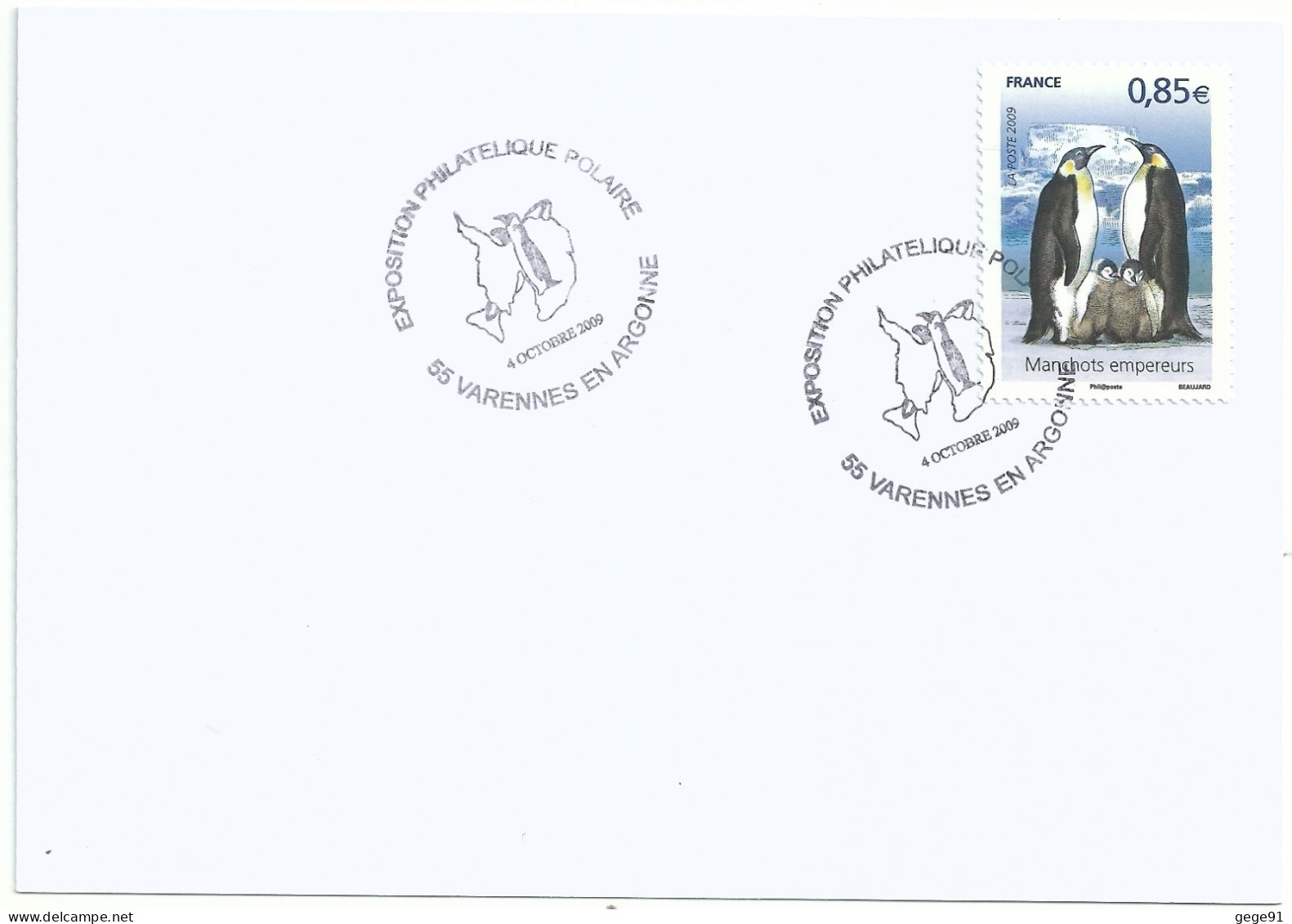 Cachet Illustré De Varennes En Argonne - Exposition De Philatélie Polaire - Antarctique - Sur YT 4351 Manchots Empereurs - Commemorative Postmarks