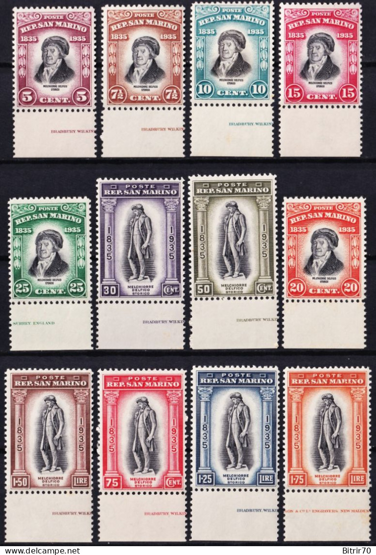 San Marino, 1938 Y&T. 193 / 204, MNH. - Nuevos