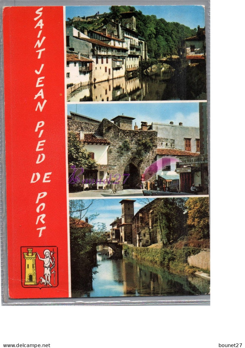 SAINT JEAN PIED DE PORT 64 - Vieilles Maison Sur La Nive Et Pont D'Espagne Porte Du Marché Eglise - Saint Jean Pied De Port