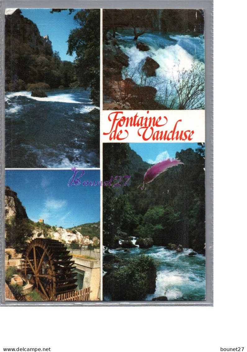 FONTAINE DE VAUCLUSE 84 - Ses Cascades Le Déversoir En Hautes Eaux Roue à Aube 1989 - Altri & Non Classificati