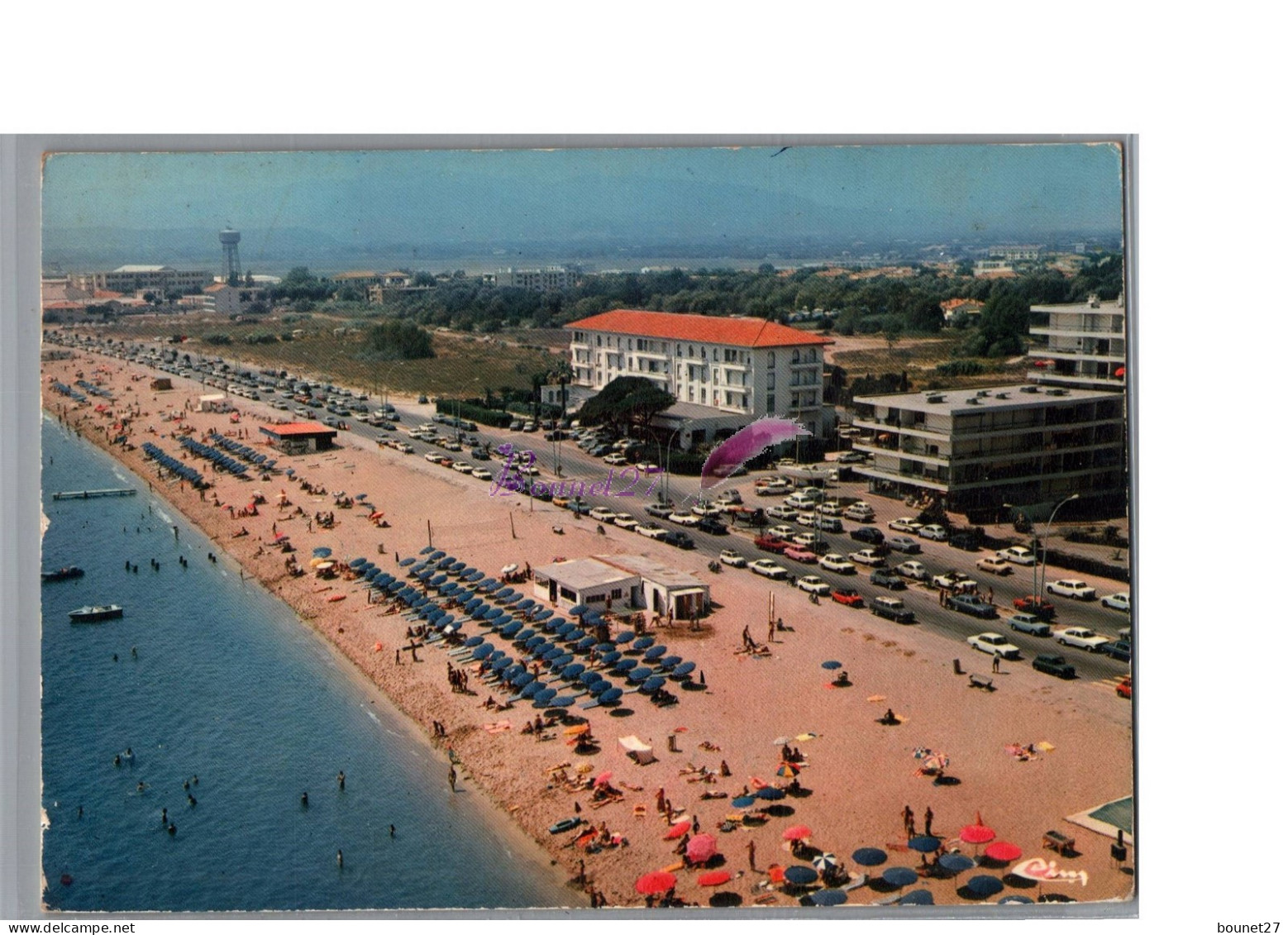 FREJUS PLAGE 83 - French Riviera Vue Generale Aerienne De La Plage Parasol Bleue 1972 - Frejus