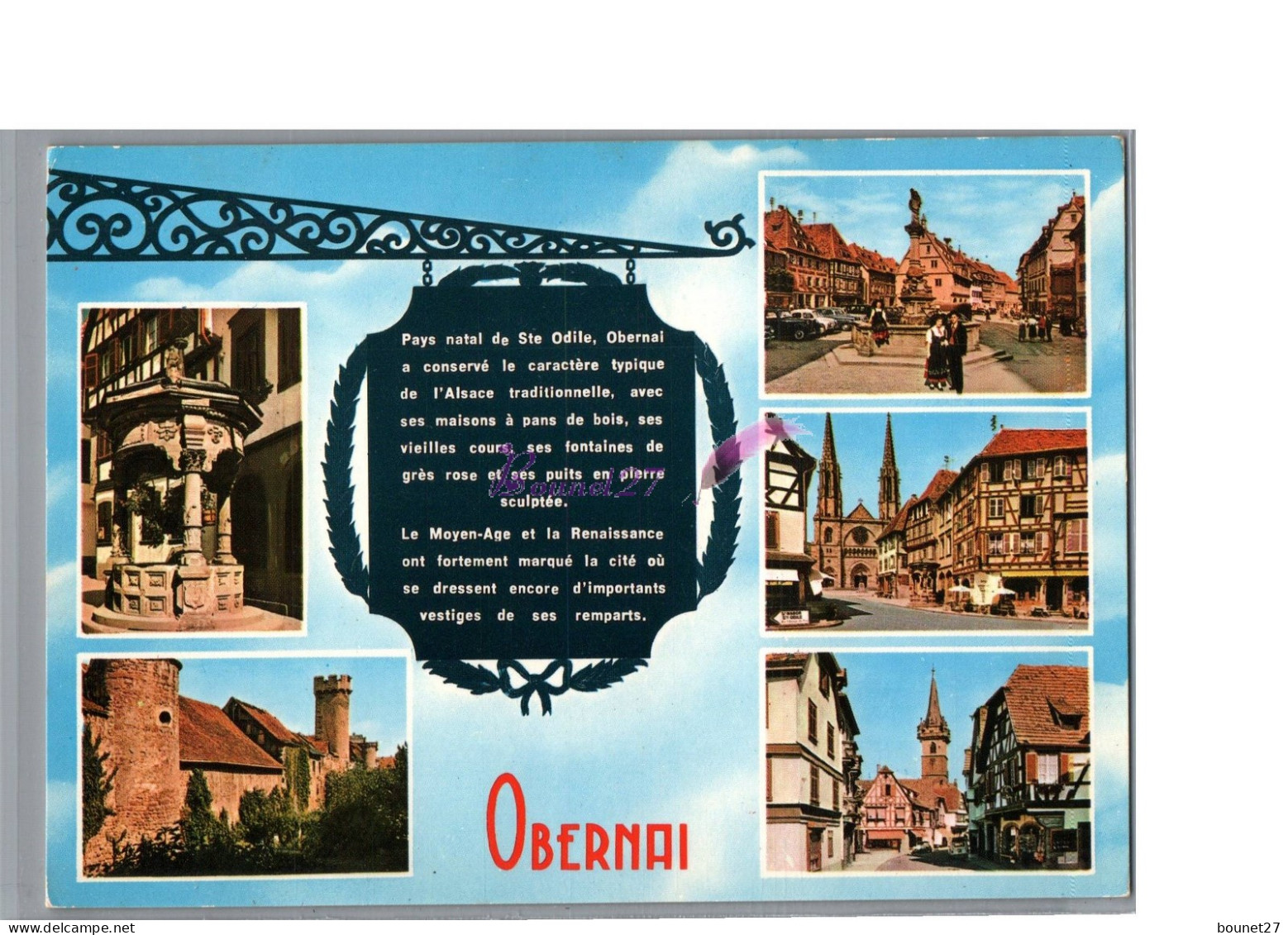 OBERNAI 67 - Multivue Vielle Ville Pancarte Histoire De La Ville Fontaine Place Eglise Chateau - Obernai