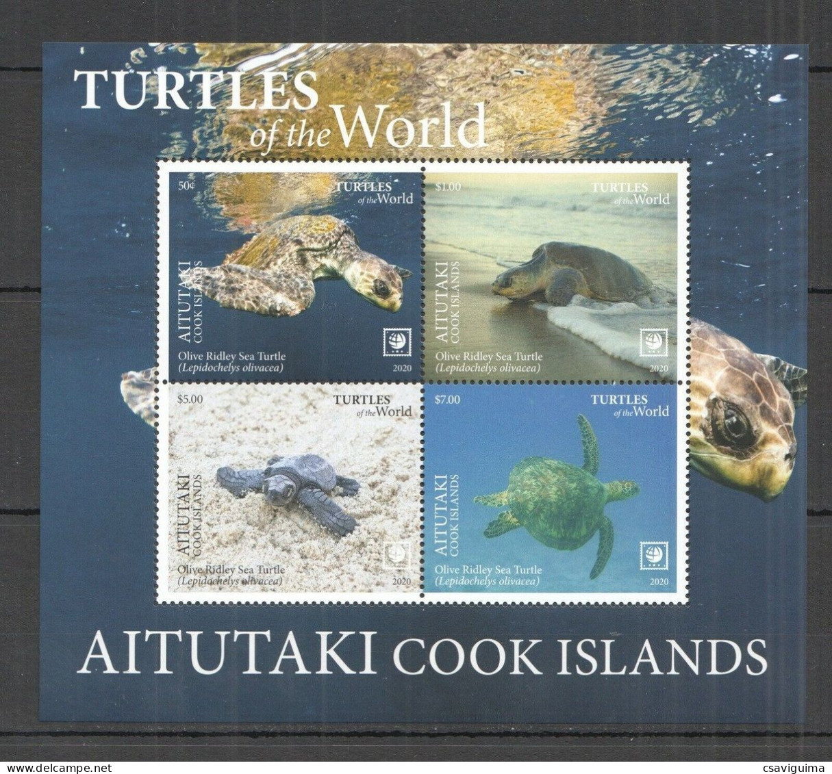 Aitutaki - 2020 - Reptiles: Turtles - Yv Bf 124 - Tortues