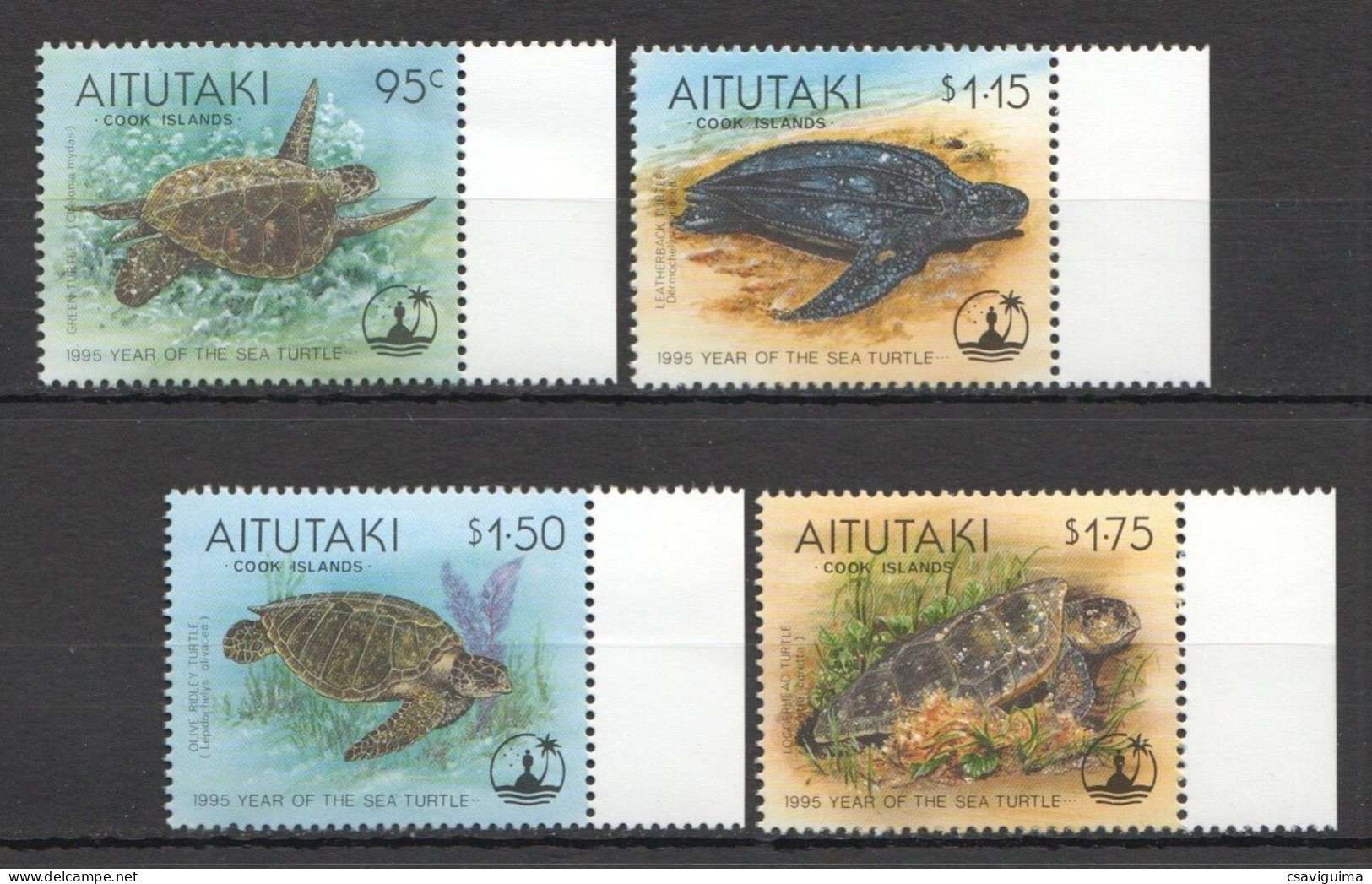 Aitutaki - 1995 - Turtles - Yv 566/69 - Turtles