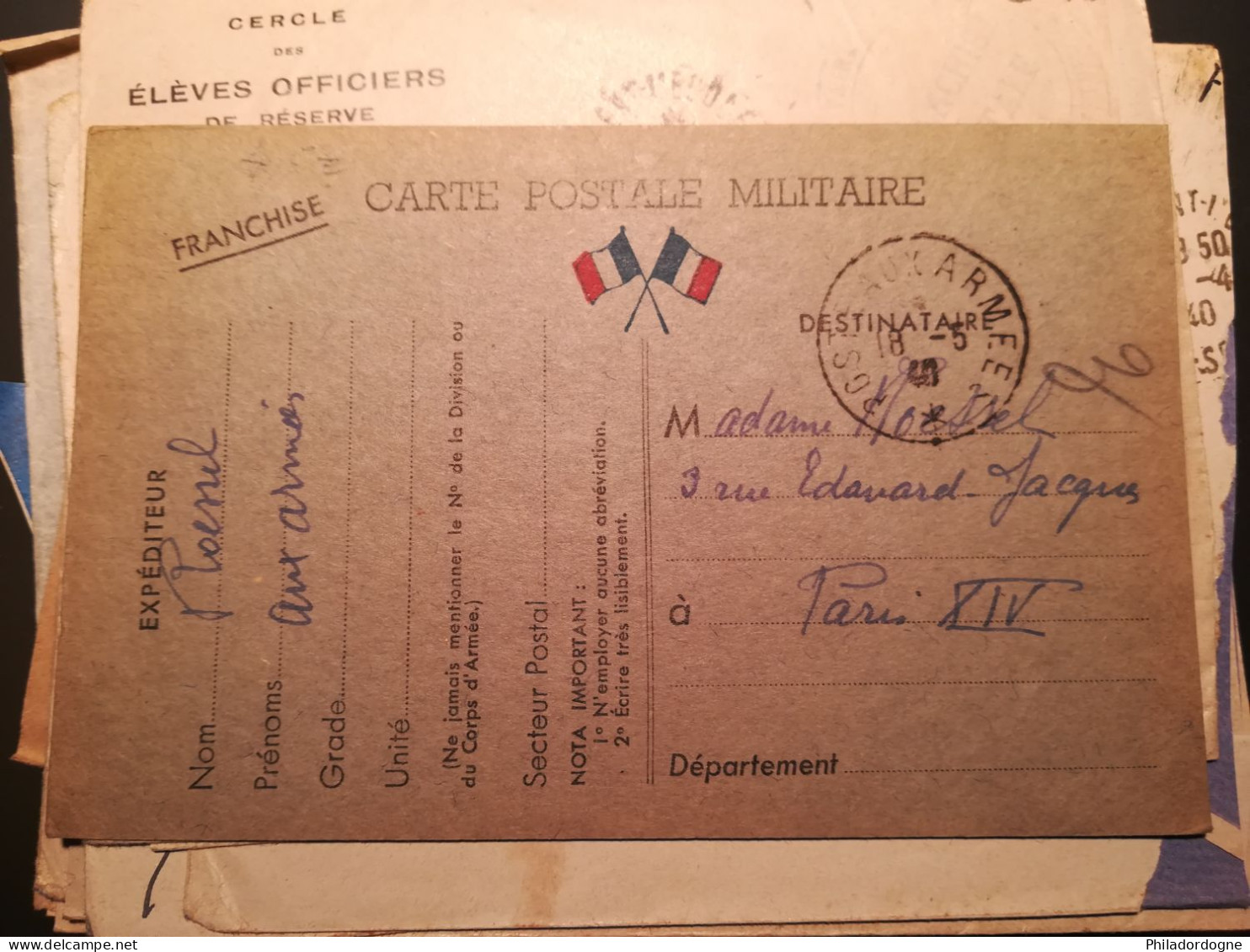 France - Lot de 83 documents en FM entre 1939 et 1945 à trier - poids 246 grammes