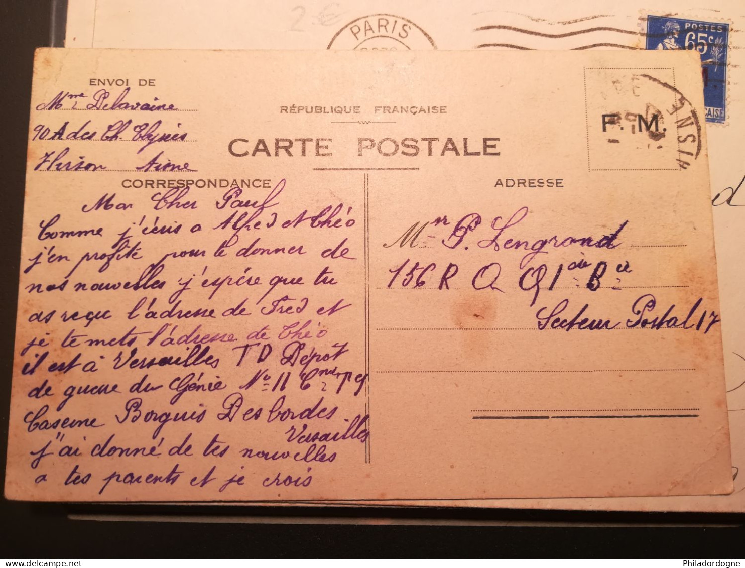 France - Lot de 83 documents en FM entre 1939 et 1945 à trier - poids 246 grammes