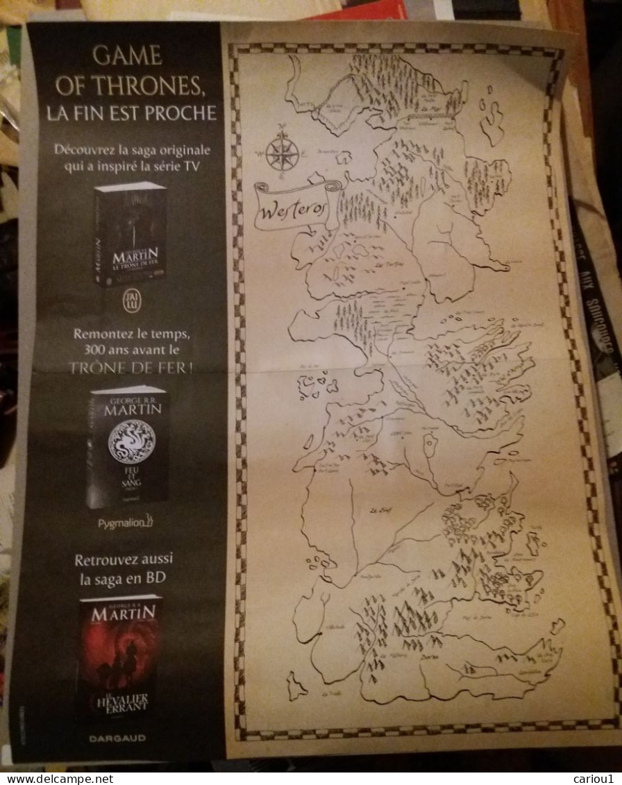 C1 TRONE DE FER Game Of Thrones AFFICHE PLV Carte Westeros RARE PORT INCLUS France - Altri & Non Classificati