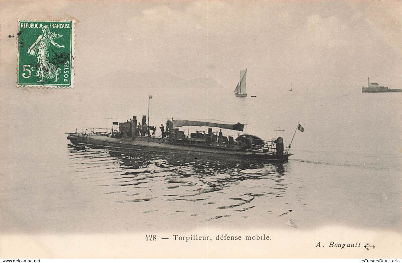 TRANSPORTS - Bateaux - Guerre - Torpilleur - Défense Mobile - Animé - Carte Postale Ancienne - Guerra