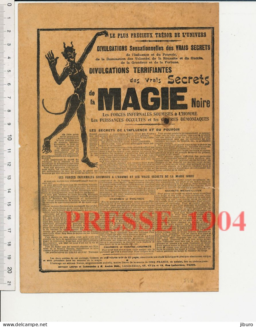 Publicité 1904 Pour Livre : Divulgations Terrifiantes Des Vrais Secrets De La Magie Noire Editeur André Hal Paris Diable - Unclassified