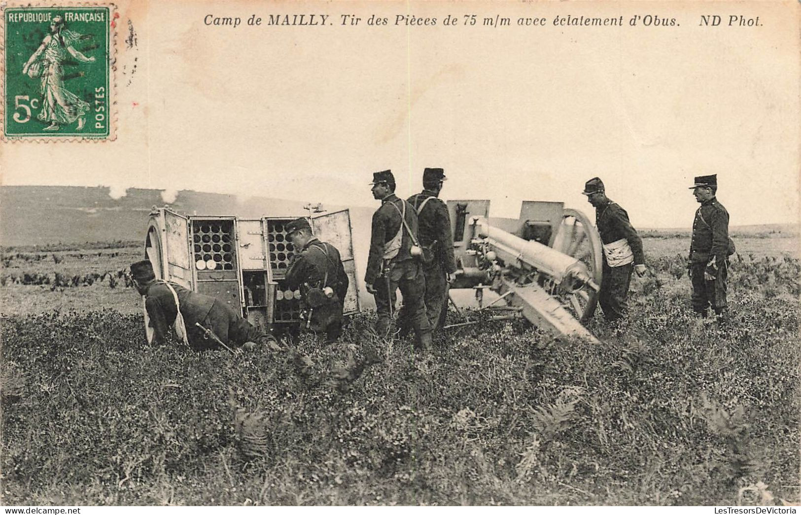 MILITARIA - Camp De Mailly - Tir Des Pièces De 75m/m Avec éclatement D'Obus - N D Phot - Carte Postale Ancienne - Materiale