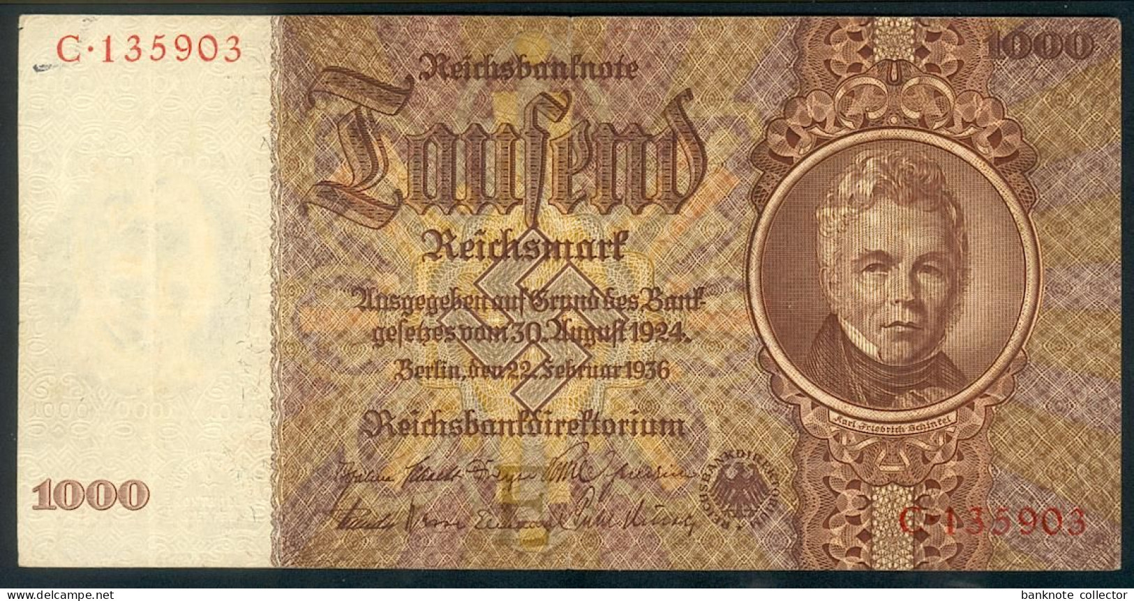 Deutschland, Germany - 1000 Reichsmark, Ro. 177 ( Serie E/C ) Sehr Selten 1936 - 1.000 Reichsmark