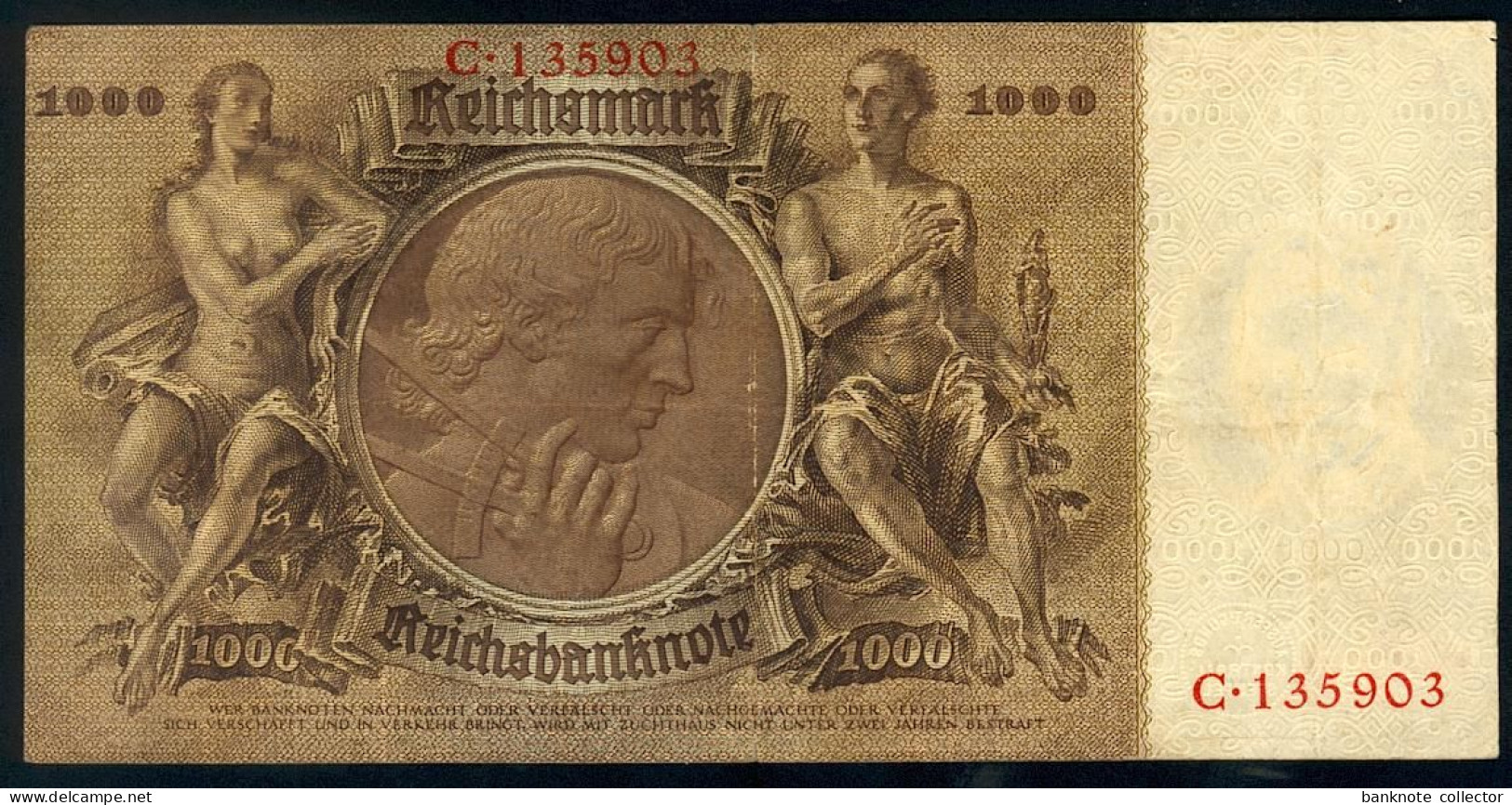 Deutschland, Germany - 1000 Reichsmark, Ro. 177 ( Serie E/C ) Sehr Selten 1936 - 1000 Reichsmark