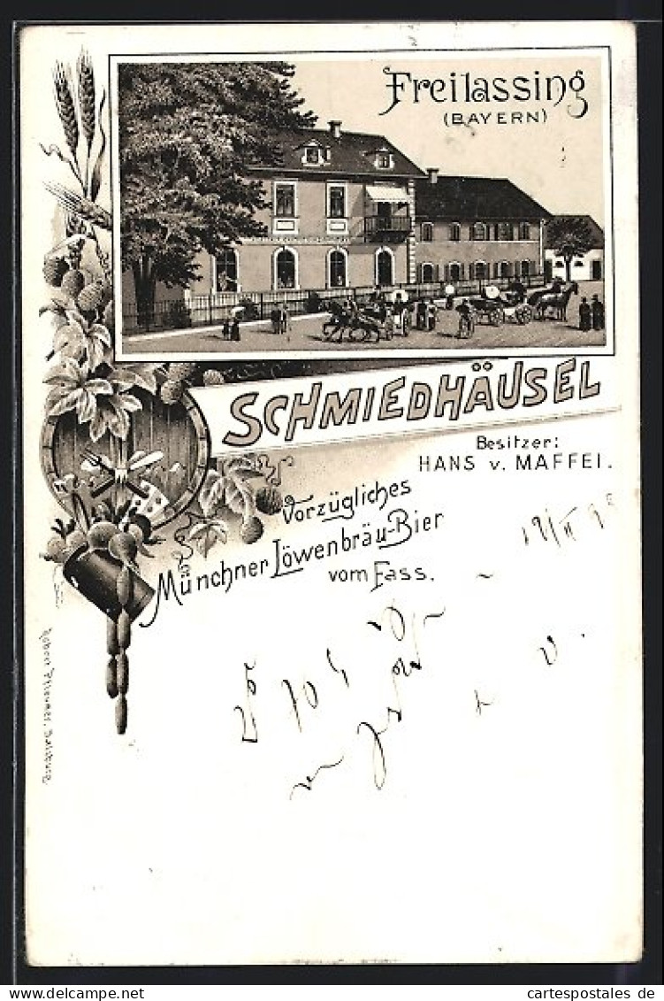Lithographie Freilassing, Gasthaus Schmiedhäusel Von Hans V. Maffei  - Freilassing