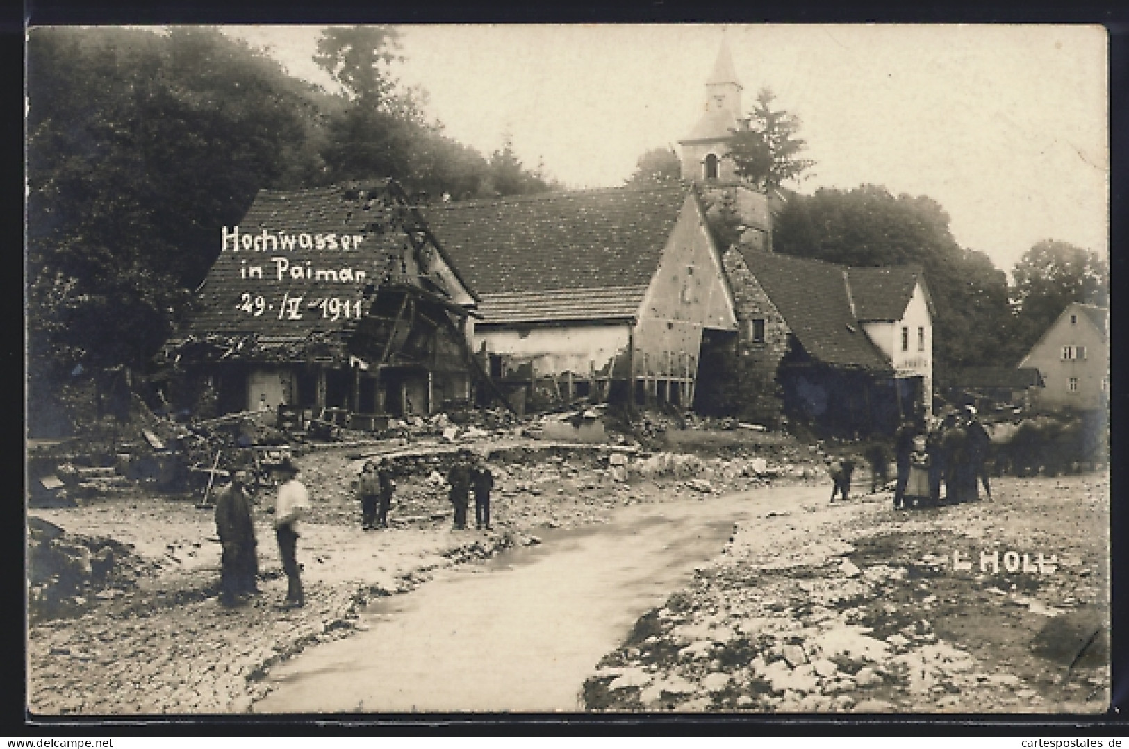 Foto-AK Paimar, Zerstörte Häuser Beim Hochwasser 1911  - Inondazioni