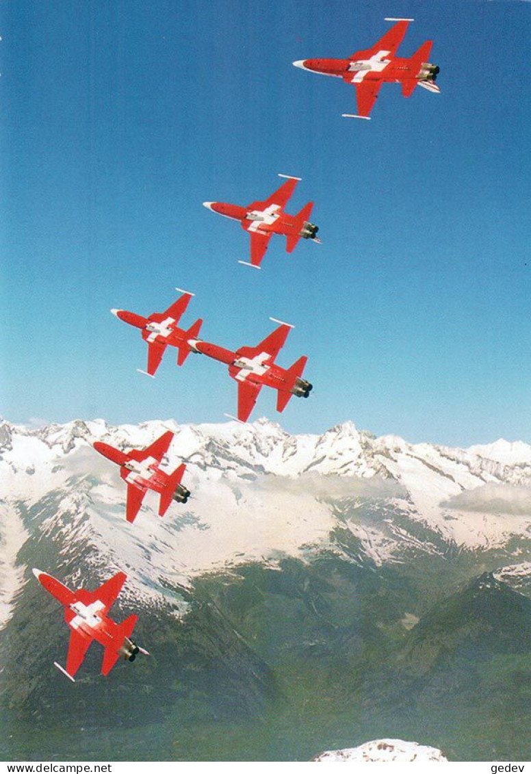 Armée Suisse, Patrouille Suisse Survolant Le Valais, Avion F 5E Tiger (932) 10x15 - 1946-....: Era Moderna