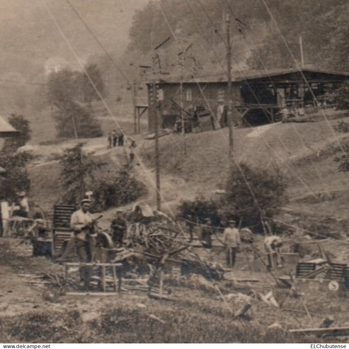 Cpa Photo Soldats Allemands Soultzbach Steinlebach Station Train Aérien? - Alsace Guerre 14-18 WW1 - Altri & Non Classificati