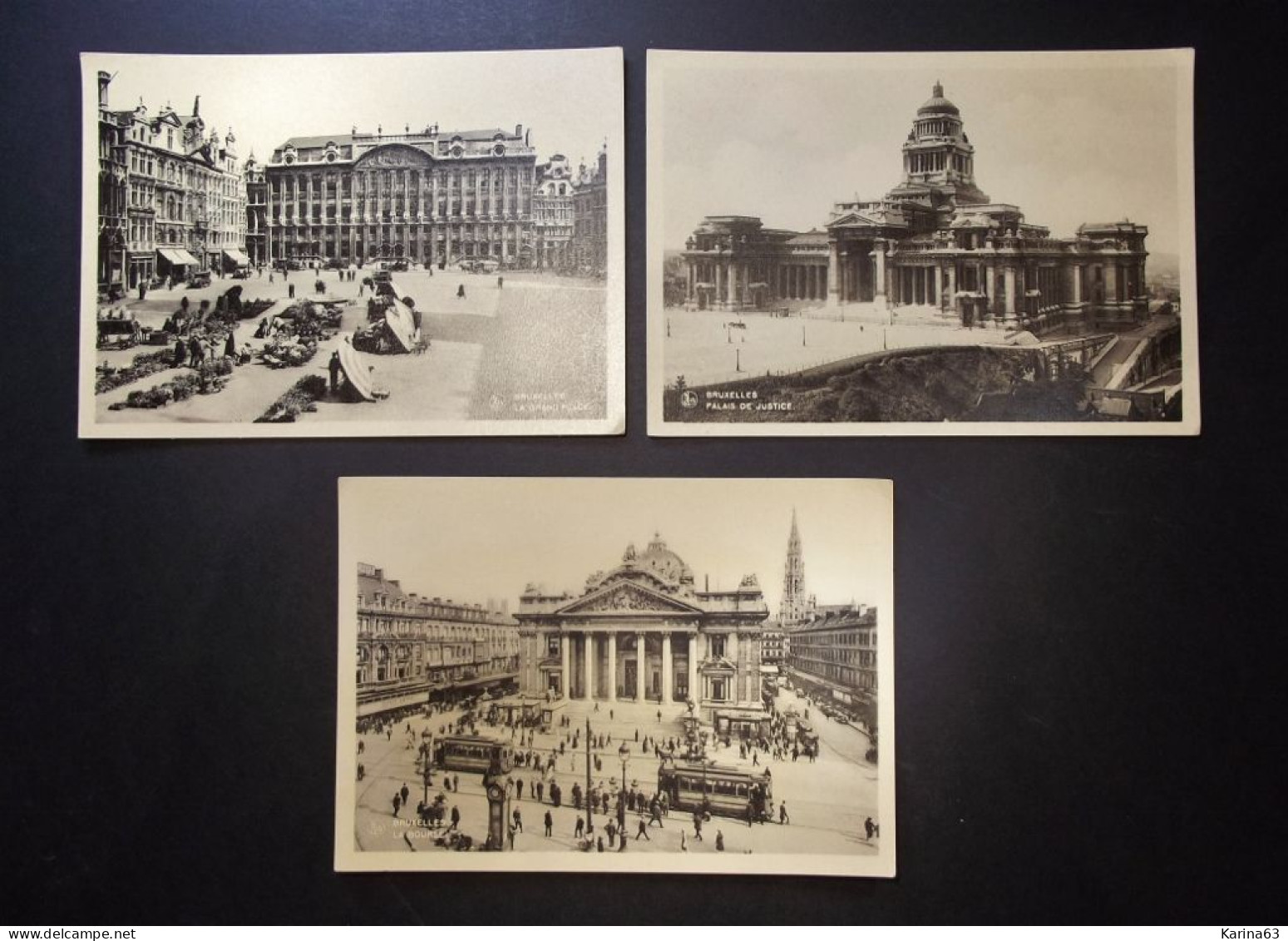 België - Belgique - Brussel  CPA  La Grand Place  - Palais De Justice - La Bourse - Trams  . - Monuments, édifices