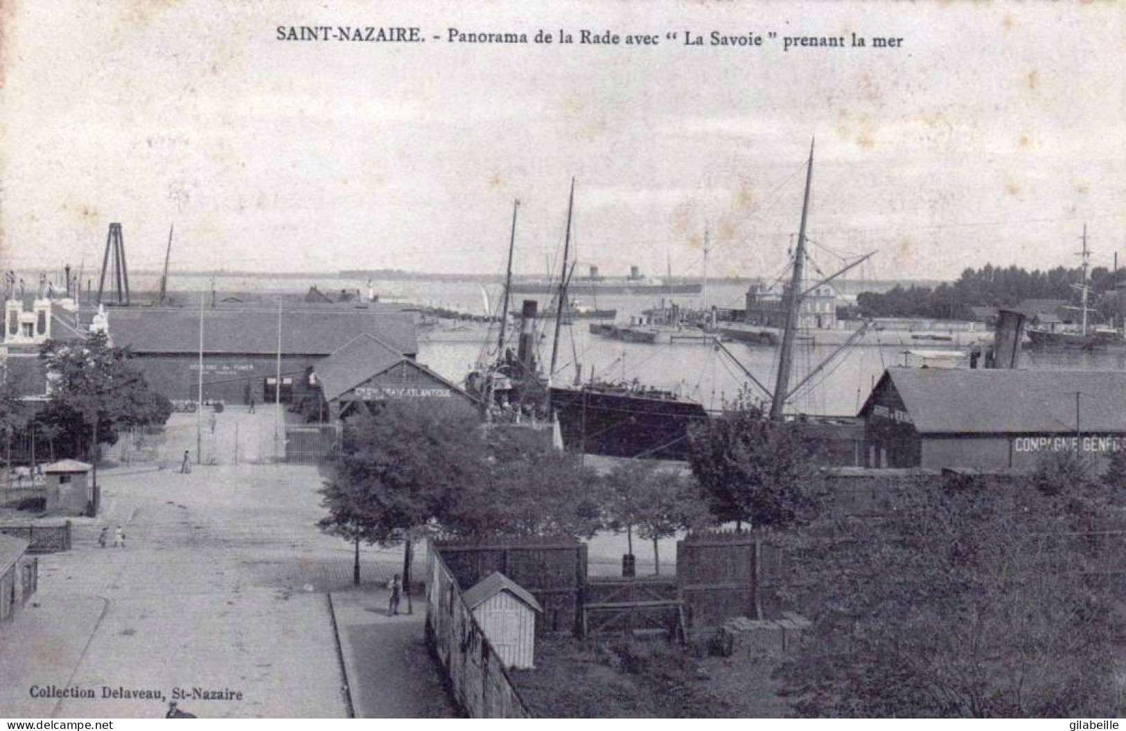 44 - Loire Atlantique -  SAINT NAZAIRE - Panorama De La Rade Avec Le Paquebot " Savoie " Prenant La Mer - Saint Nazaire