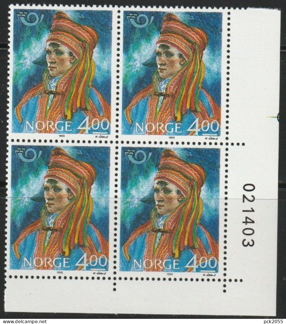 Norwegen 1989 Mi-Nr. 1018 4er Block ** Postfrisch Volkstrachten ( B 2826 ) - Unused Stamps