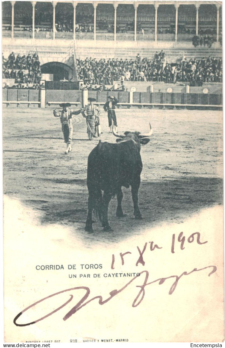 CPA Carte Postale Espagne Corrida De Toros Un Par De Cayétanito 1902  VM79988 - Stierkampf