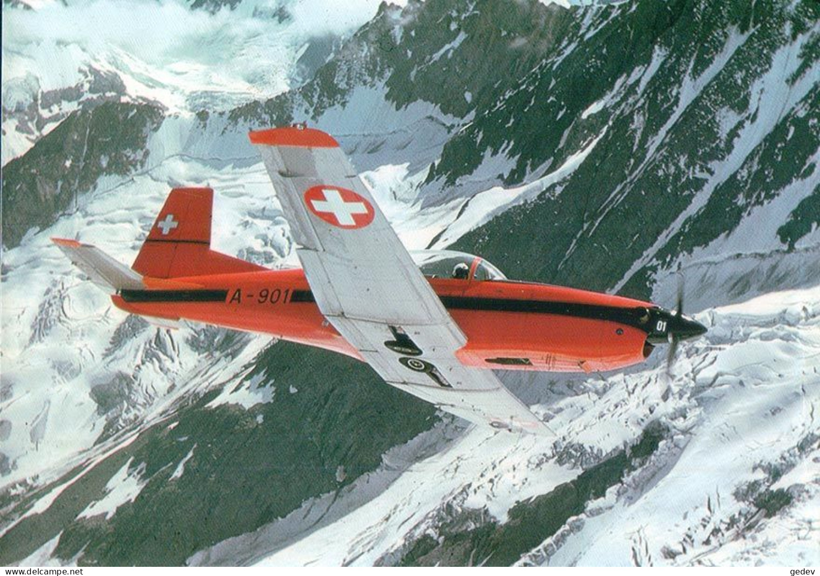 Armée Suisse, Avion PC 7 Survolant Les Alpes (935) 10x15 - 1946-....: Era Moderna