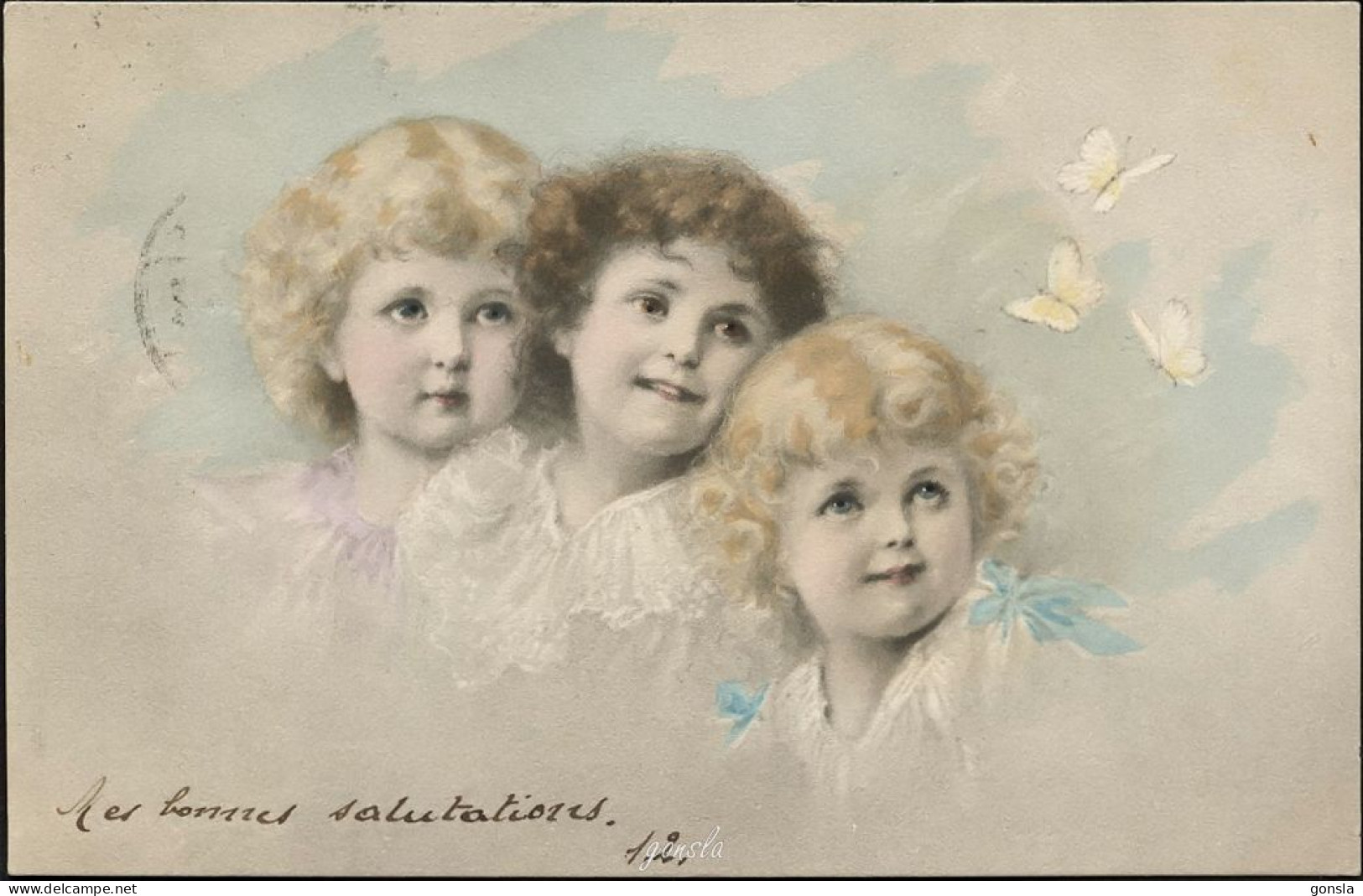 ENFANTS 1901 "Dessin Portraits D’enfants Mis En Scène" - Escenas & Paisajes