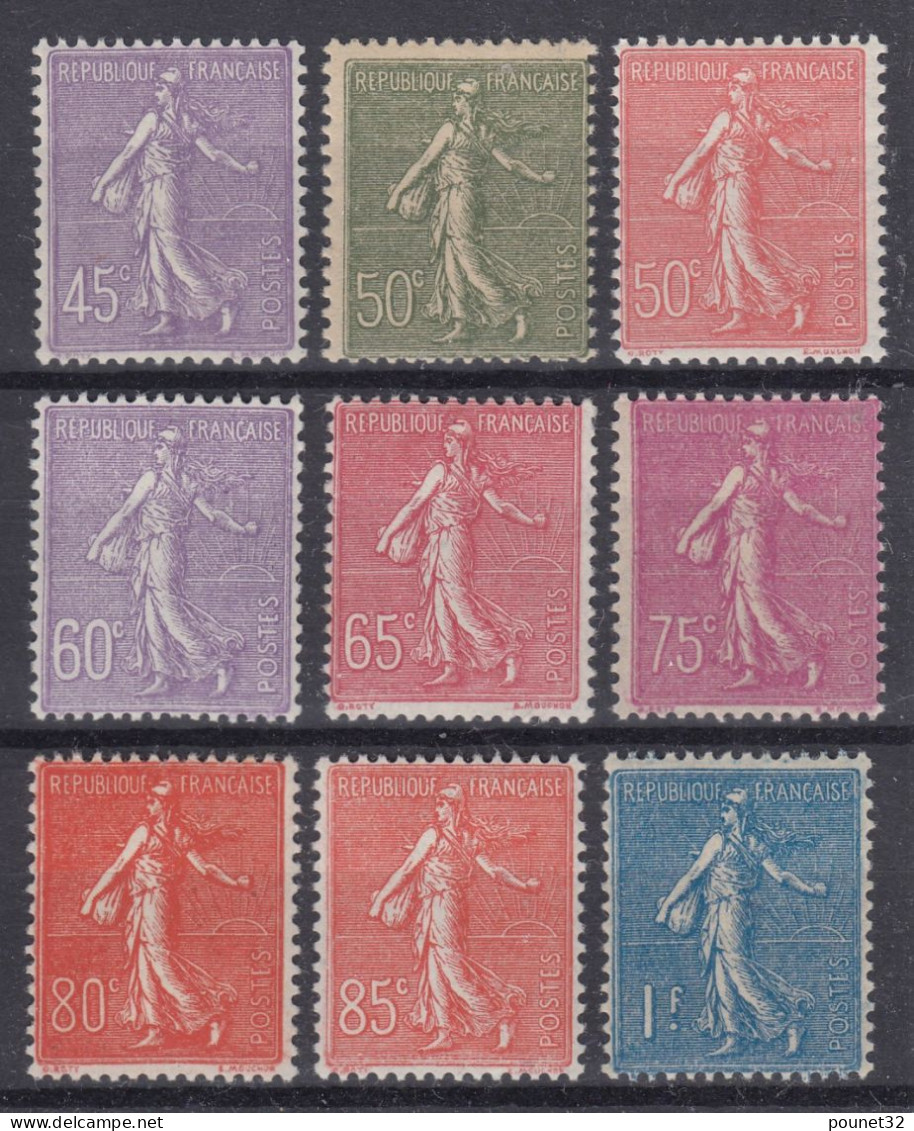 FRANCE SERIE SEMEUSE LIGNEE N° 197/205 NEUVE ** GOMME SANS CHARNIERE - COTE 162 € - 1903-60 Säerin, Untergrund Schraffiert