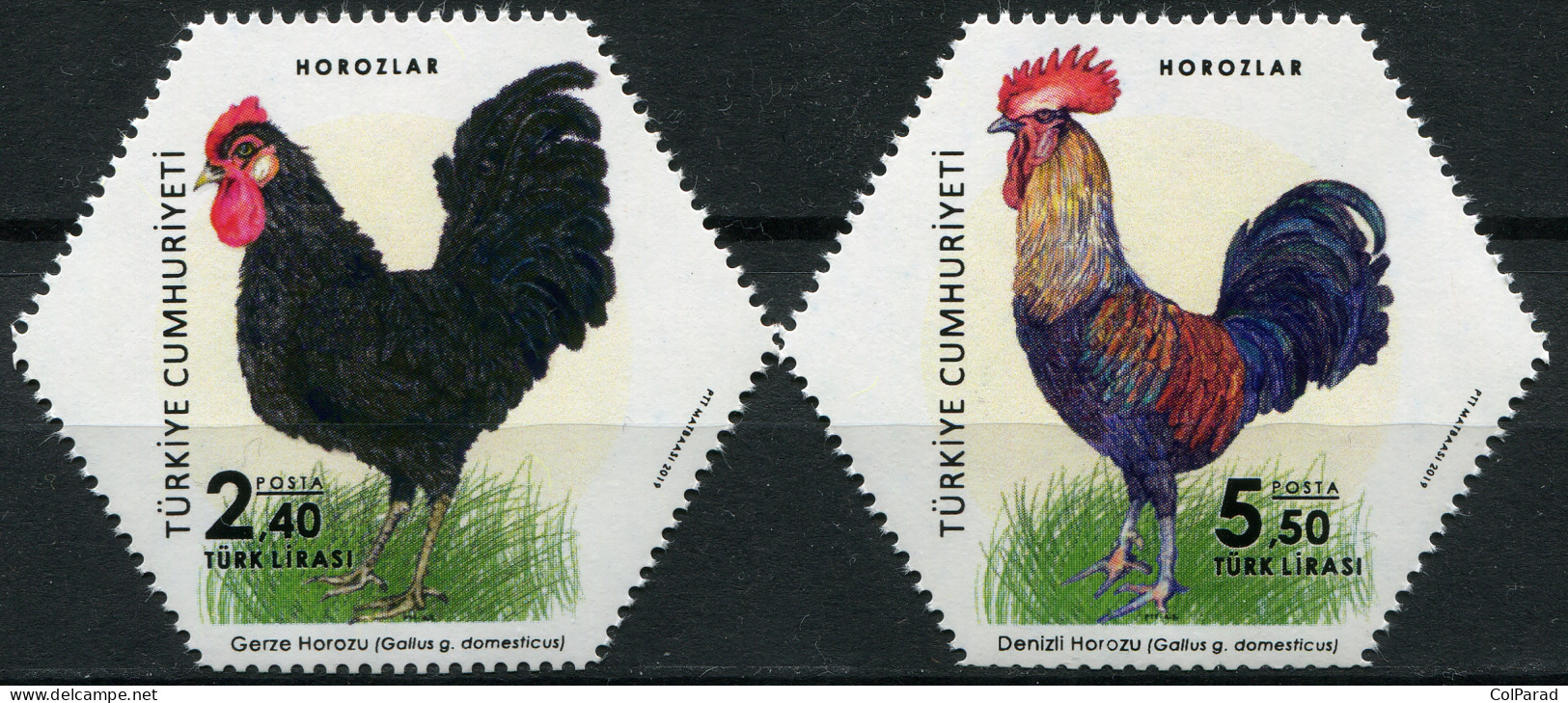 TURKEY - 2019 - SET OF 2 STAMPS MNH ** - Roosters - Unused Stamps