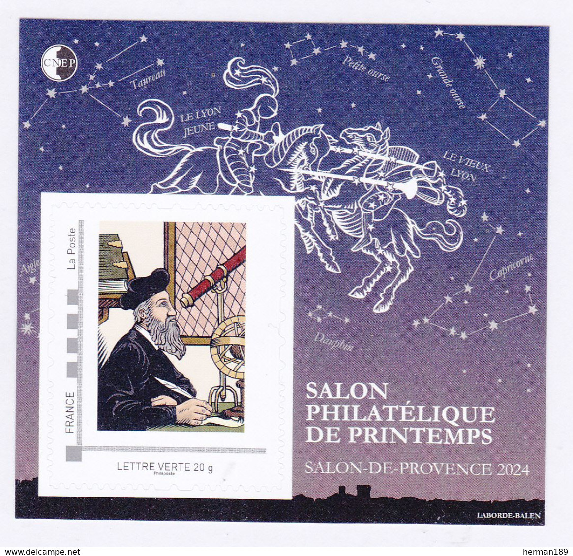 CNEP N° 95 NEUF ** MNH - SALON DE PRINTEMPS 2024, Nostradamus, Bloc Adhésif, TB - CNEP