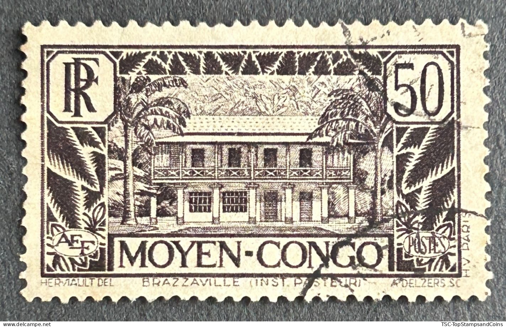 FRCG124U1 - Brazzaville - Pasteur Institute - 50 C Used Stamp - Middle Congo - 1933 - Usados