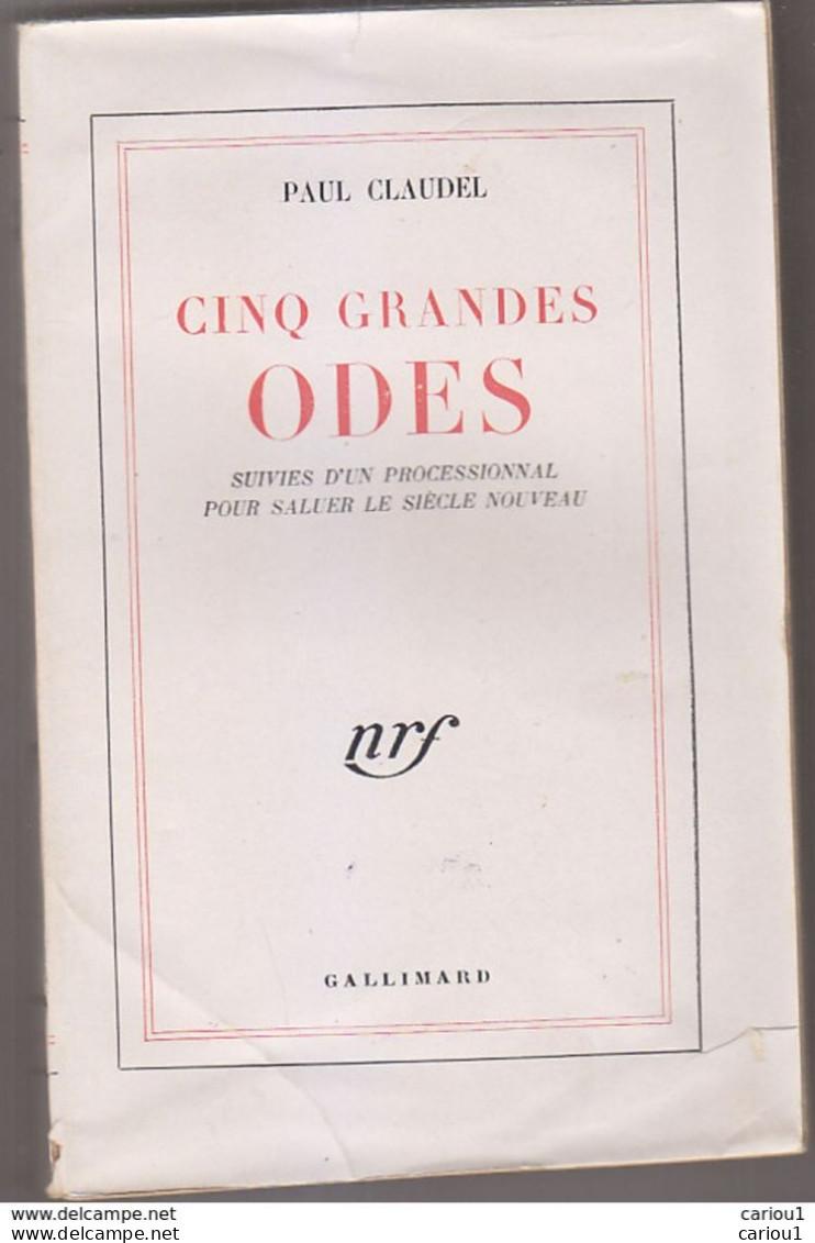 C1 Paul CLAUDEL Cinq Grandes Odes NRF 1946 PORT INCLUS FRANCE - Französische Autoren