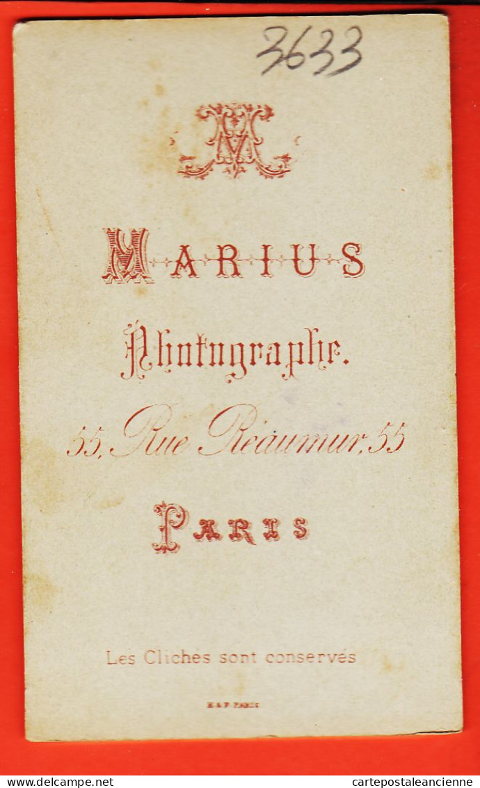 10066 / ⭐ Photo CDV 1890s PARIS II ◉ Bébé Fille Sur Coussin Ballustre ◉ Photographie MARIUS 55 Rue REAUMUR - Anonymous Persons
