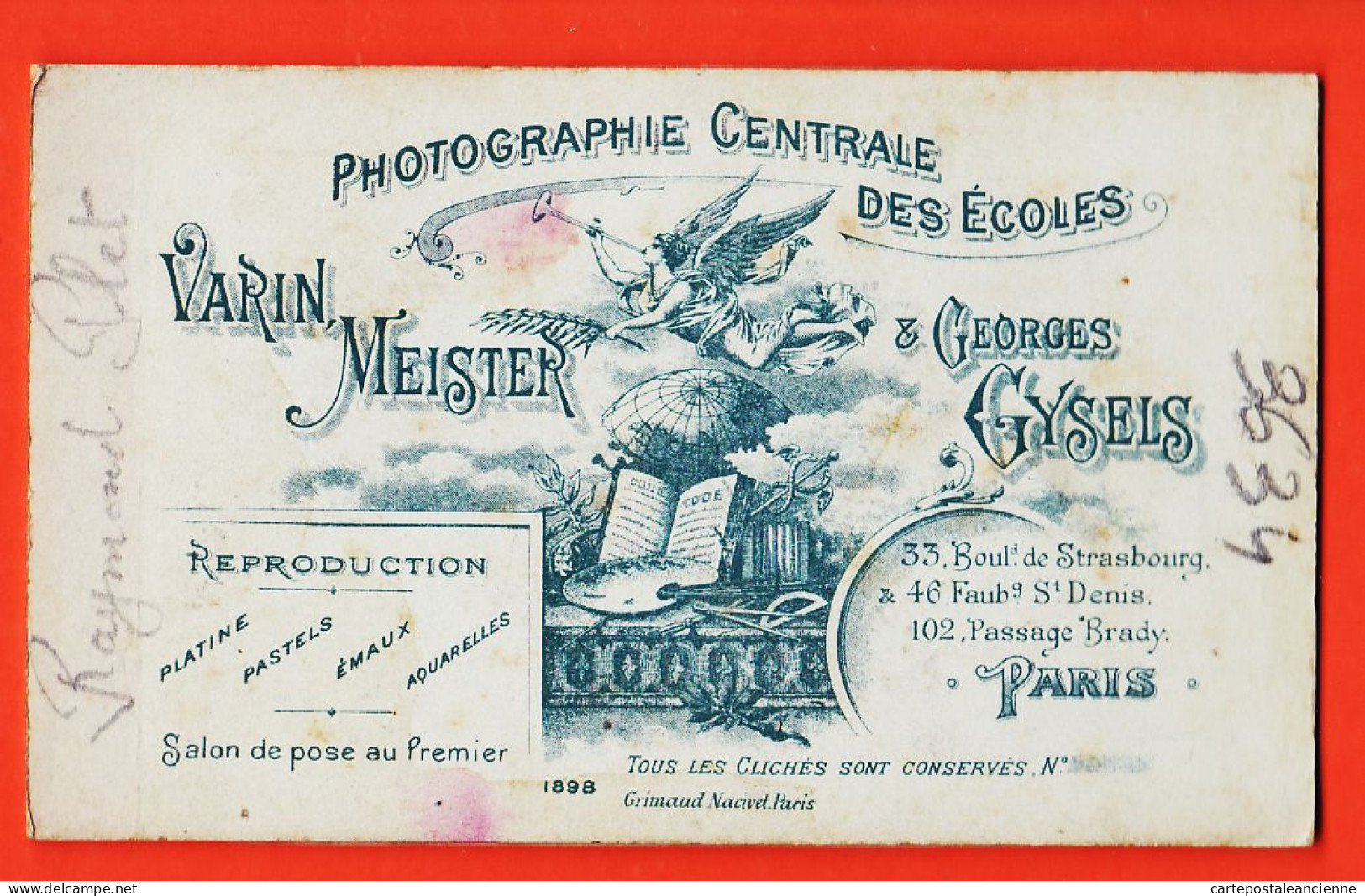 10067 / ⭐ Photo CDV Daté 1898 PARIS X ◉ Bébé Photographie Centrale Ecoles VARIN MEISTER Georges GYSELS 102 Passage BRADY - Anonymous Persons