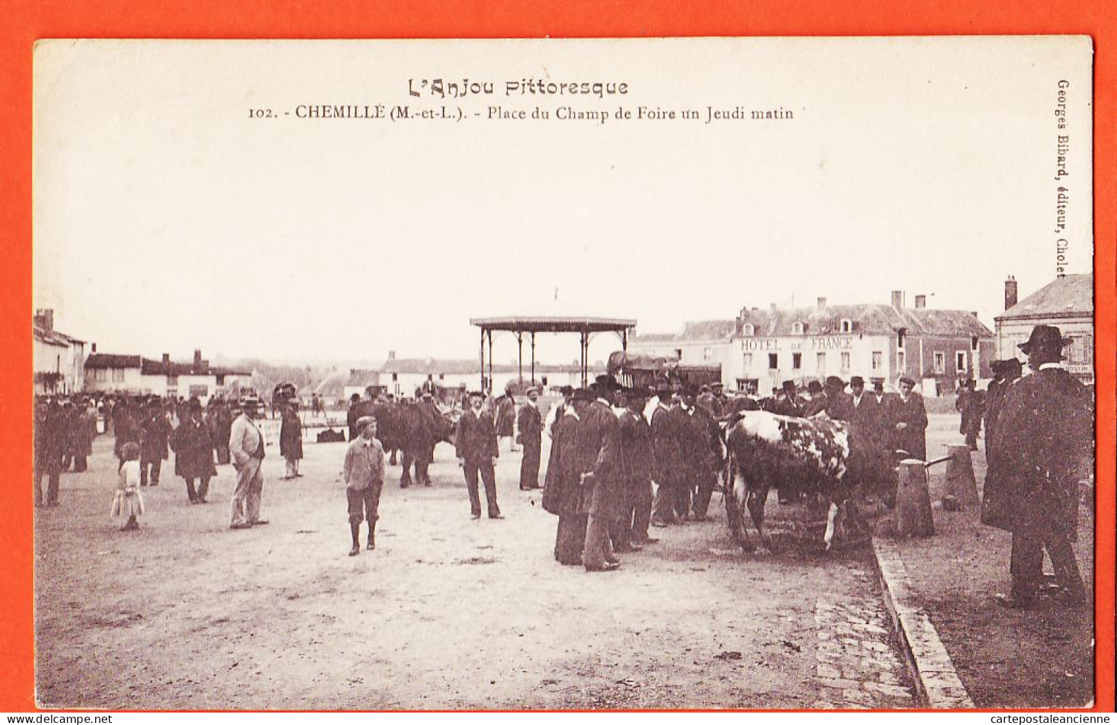 10039 ● CHEMILLE  49-Maine Loire Place CHAMP De FOIRE Un Jeudi Matin Marché Boeufs Bestiaux 1905s Edition BIDARD 102 - Chemille