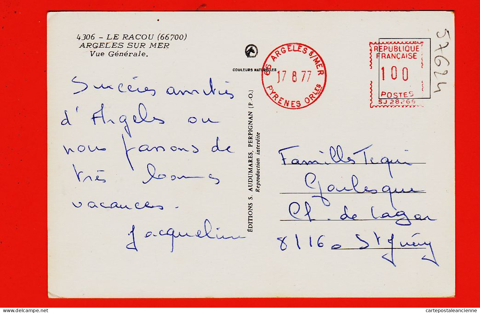 10287 ● ARGELES-sur-MER (66) LE RACOU Vue Generale Village Front Mer 1977 à TEQUI GOULESQUE Saint-Juery AUDUMARES 4596 - Argeles Sur Mer