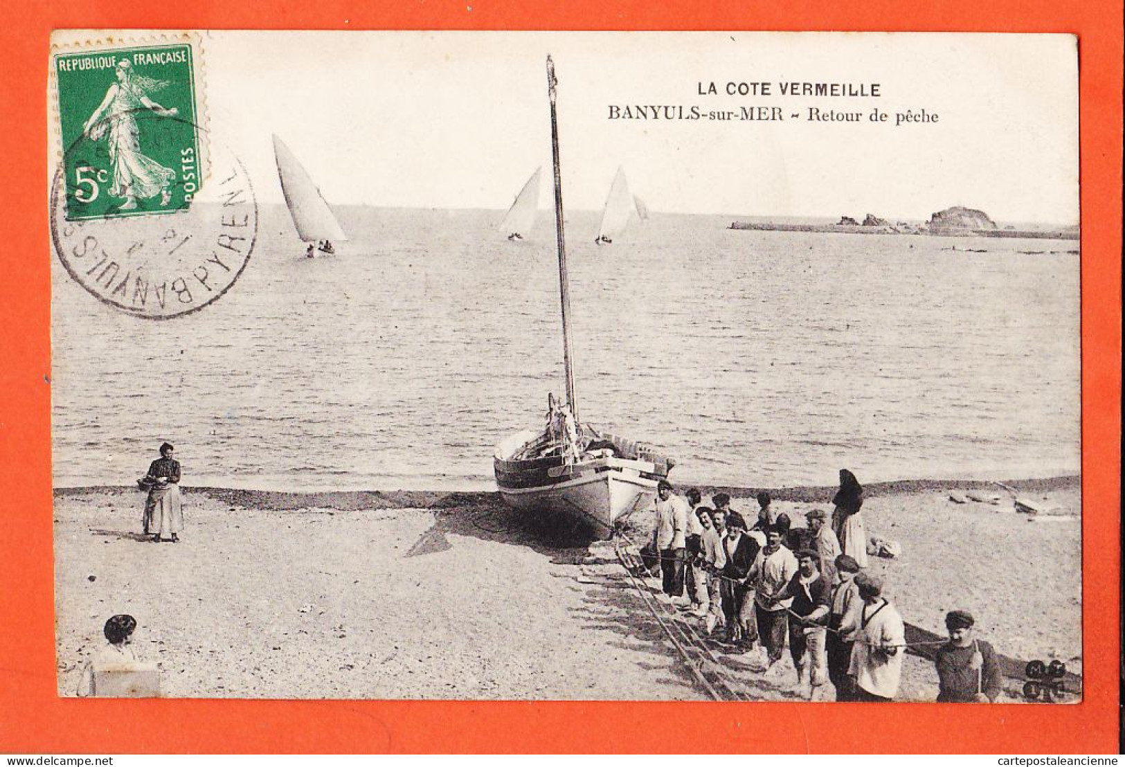 10389 ● ● Peu Commun BANYULS-sur-MER 66-Cote Vermeille Retour Pêche 1913 Noelie à Ulysse COUX En Vacances Saint-Denis - Banyuls Sur Mer