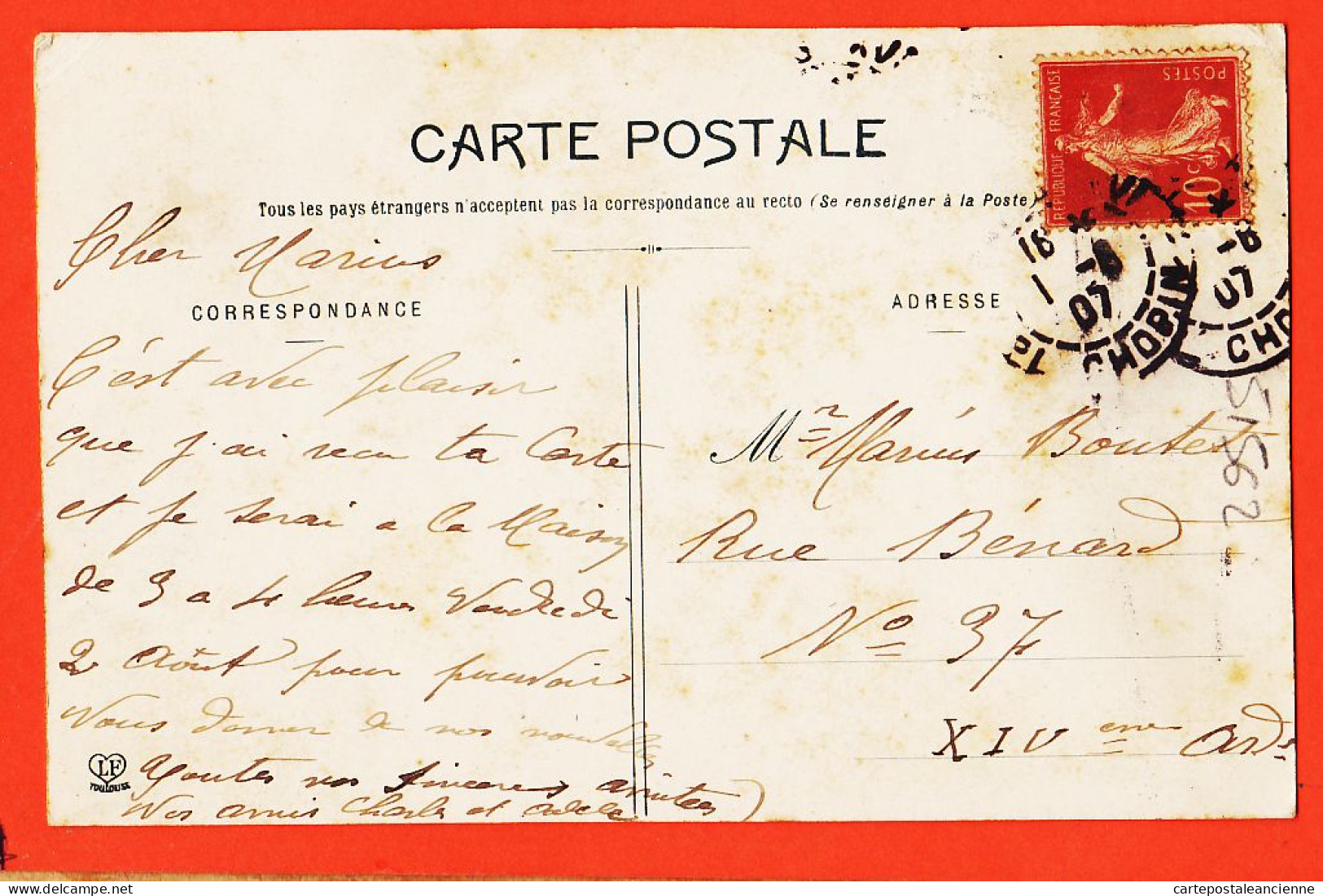 10379 ● CERET (66) Chateau De M. BARDOU-JOB 1907 à Marius BOUTET Rue Bénard Paris / LABOUCHE 166 - Ceret